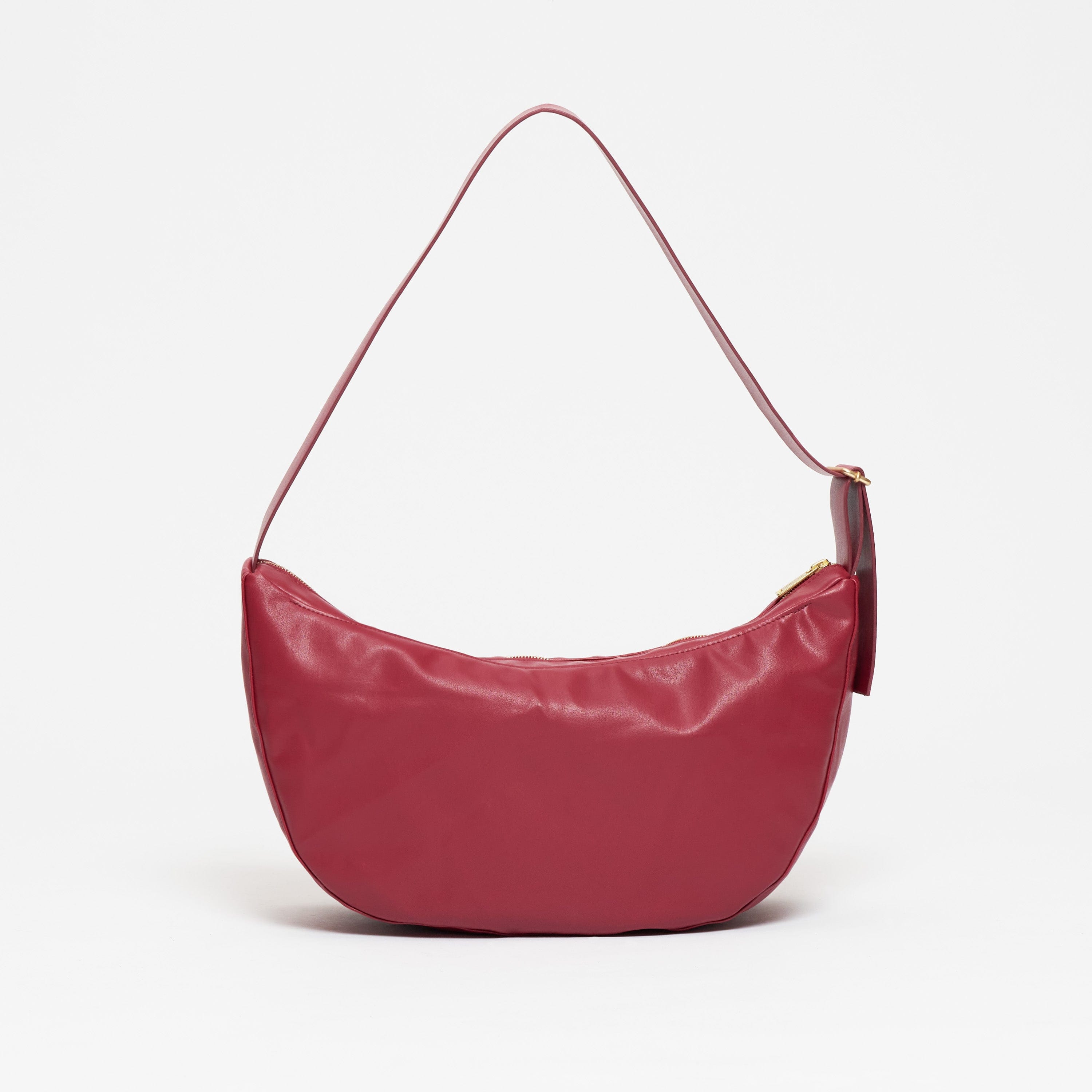 Vegan Olive Leather Half Moon Crossbody Bag | Cherry Red | Eco-Friendly & Cruelty-Free Handbag for Women | Perfect for Casual Outings & Evening Events