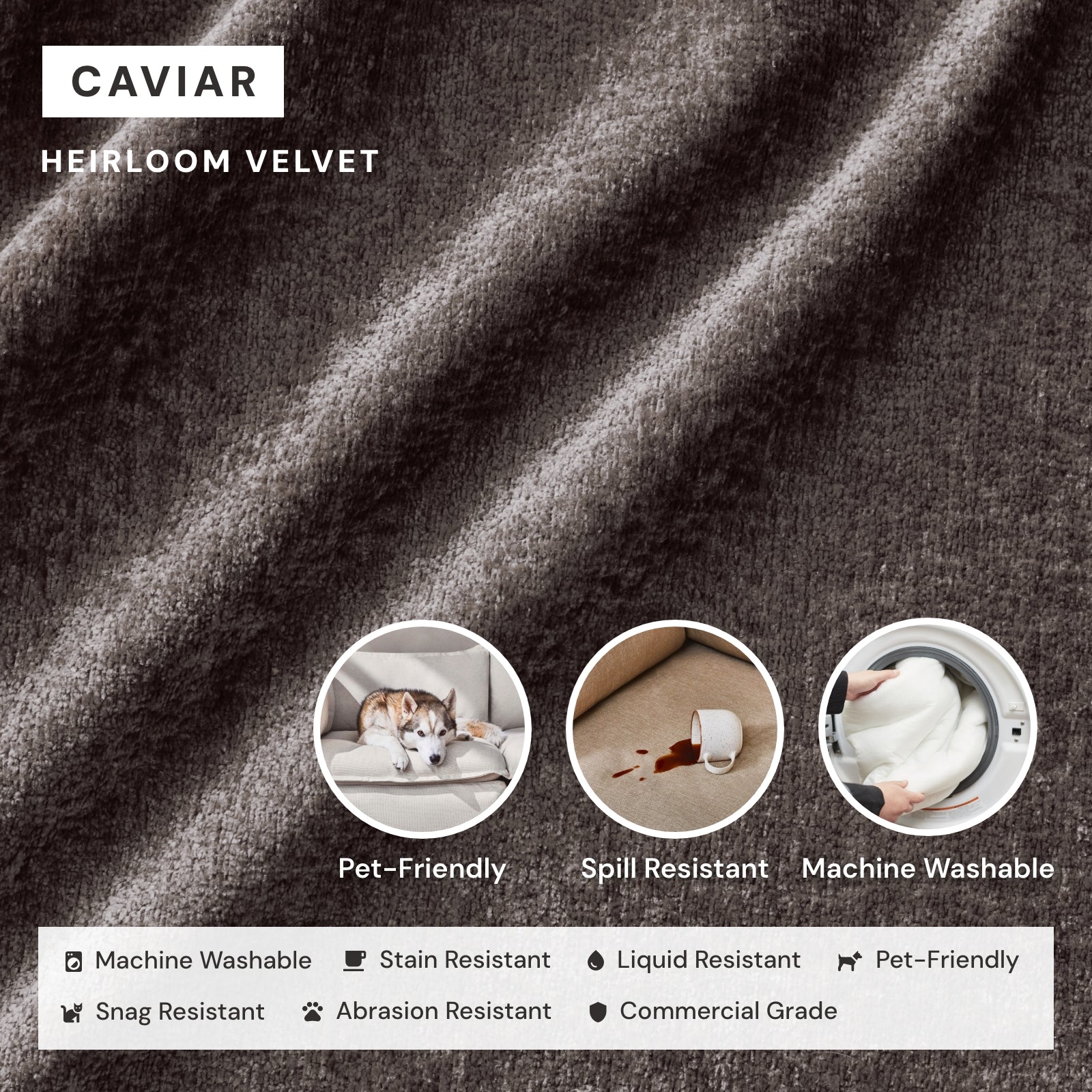 King Upholstered Platform Bed Frame with Heirloom Velvet in Caviar - Luxurious Modern Bedroom Furniture for Master Suite or Guest Room