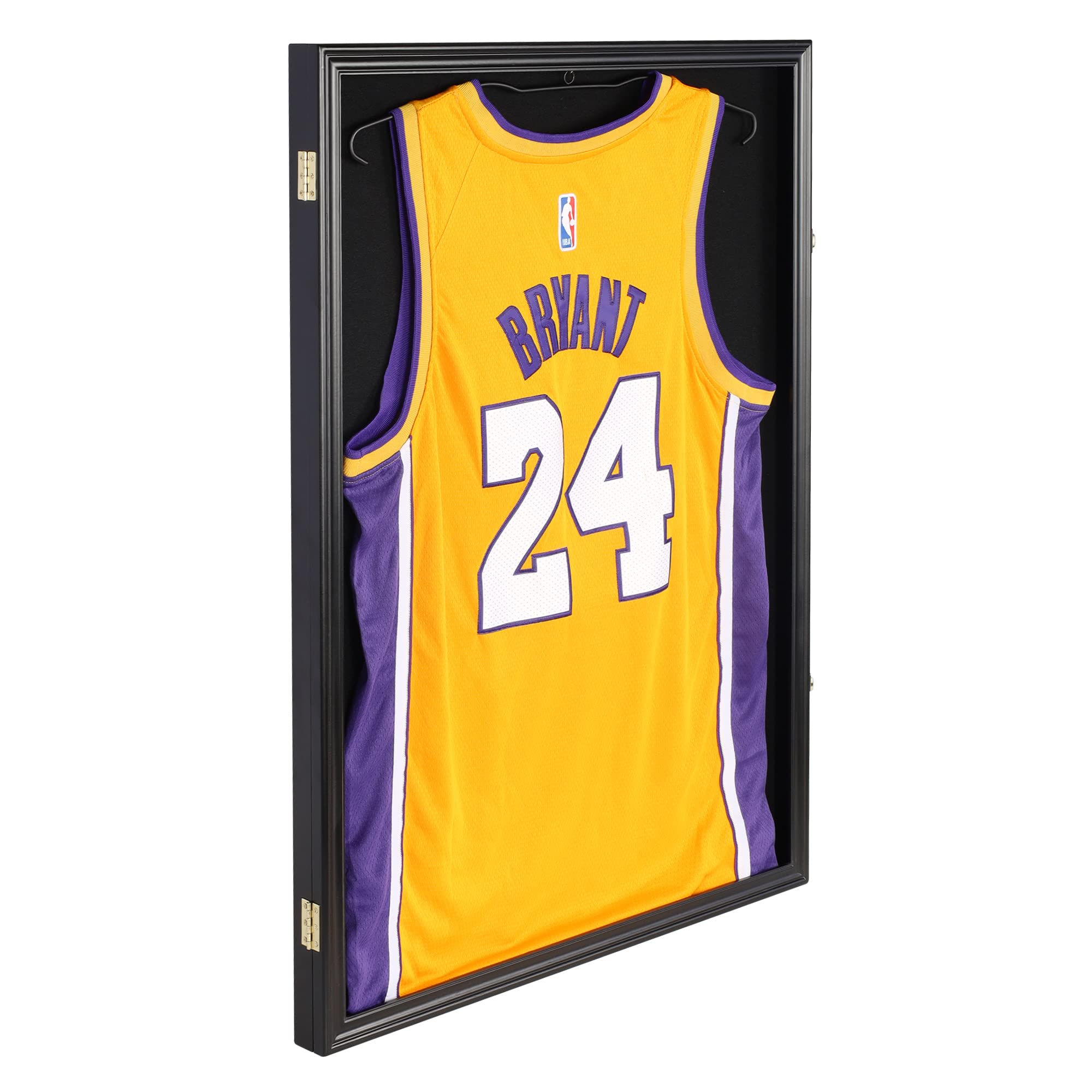 Lockable Jersey Display Frame - Large Sports Jersey Shadow Box with 98% UV Protection Acrylic & Hanger for Baseball, Basketball, Football, Soccer, Hockey Jerseys - Perfect for Home Decor, Man Cave, Sports Memorabilia Display & Gift Giving (Black Finish)