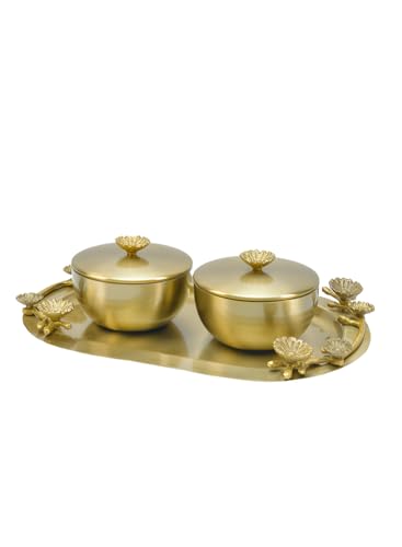 Gold Daisy, 1 Tray and 2 Bowls - Pack 6
