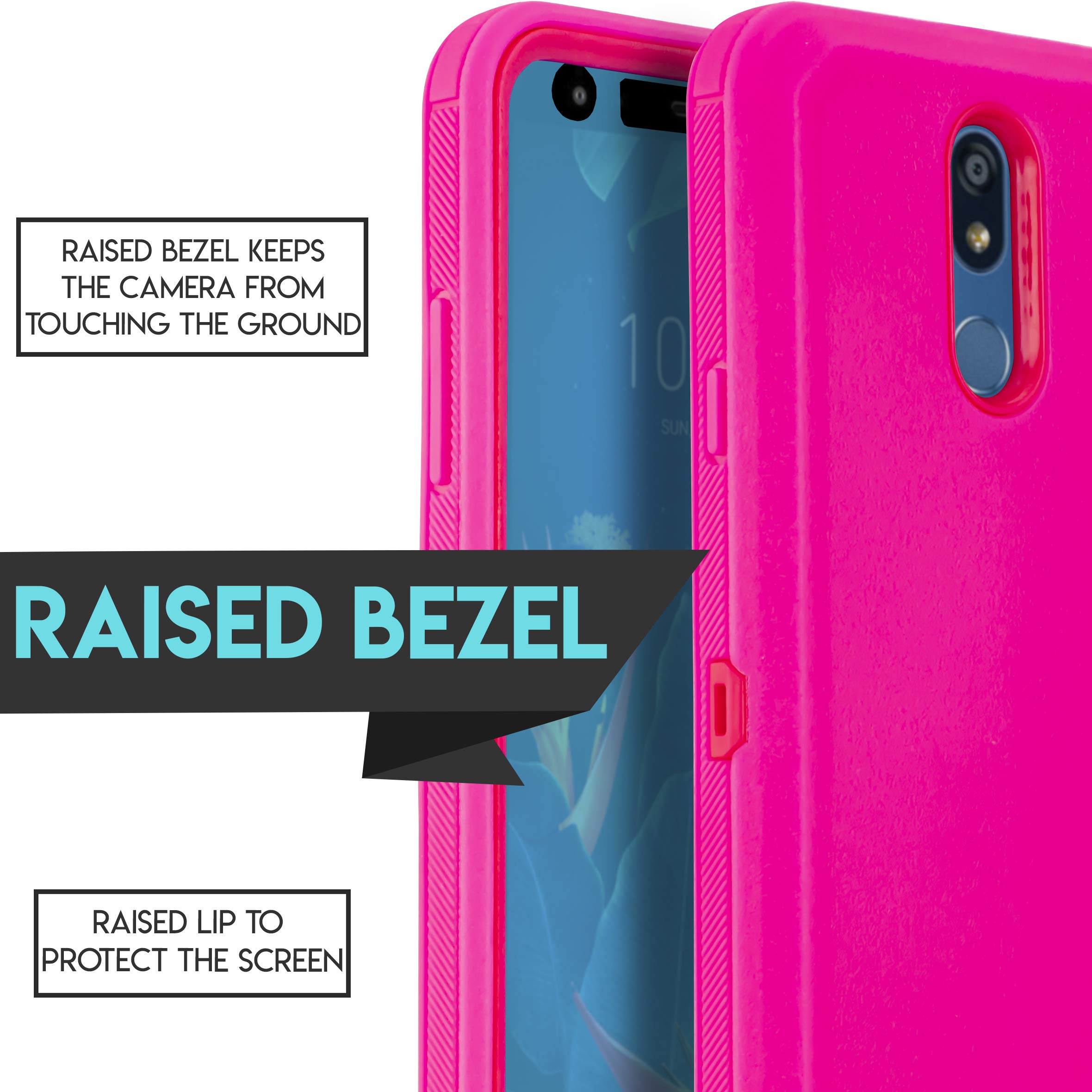Shockproof Rugged Phone Case for LG K40/Solo LTE/Harmony 3/K12 Plus/X4 2019 - Heavy Duty Full Body Armor Protection with Belt Clip Holster & Kickstand (Pink) - Perfect for Outdoor Activities, Construction Work & Extreme Sports Protection
