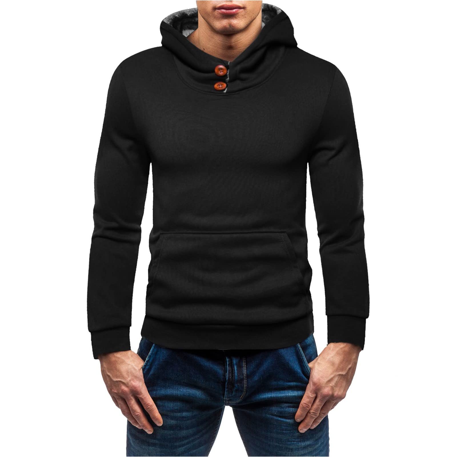 Retro Slim Fit Color Block Men's Hoodie with Zipper & Pocket - Vintage Style Pullover Sweatshirt for Casual Wear, Street Fashion & Outdoor Activities