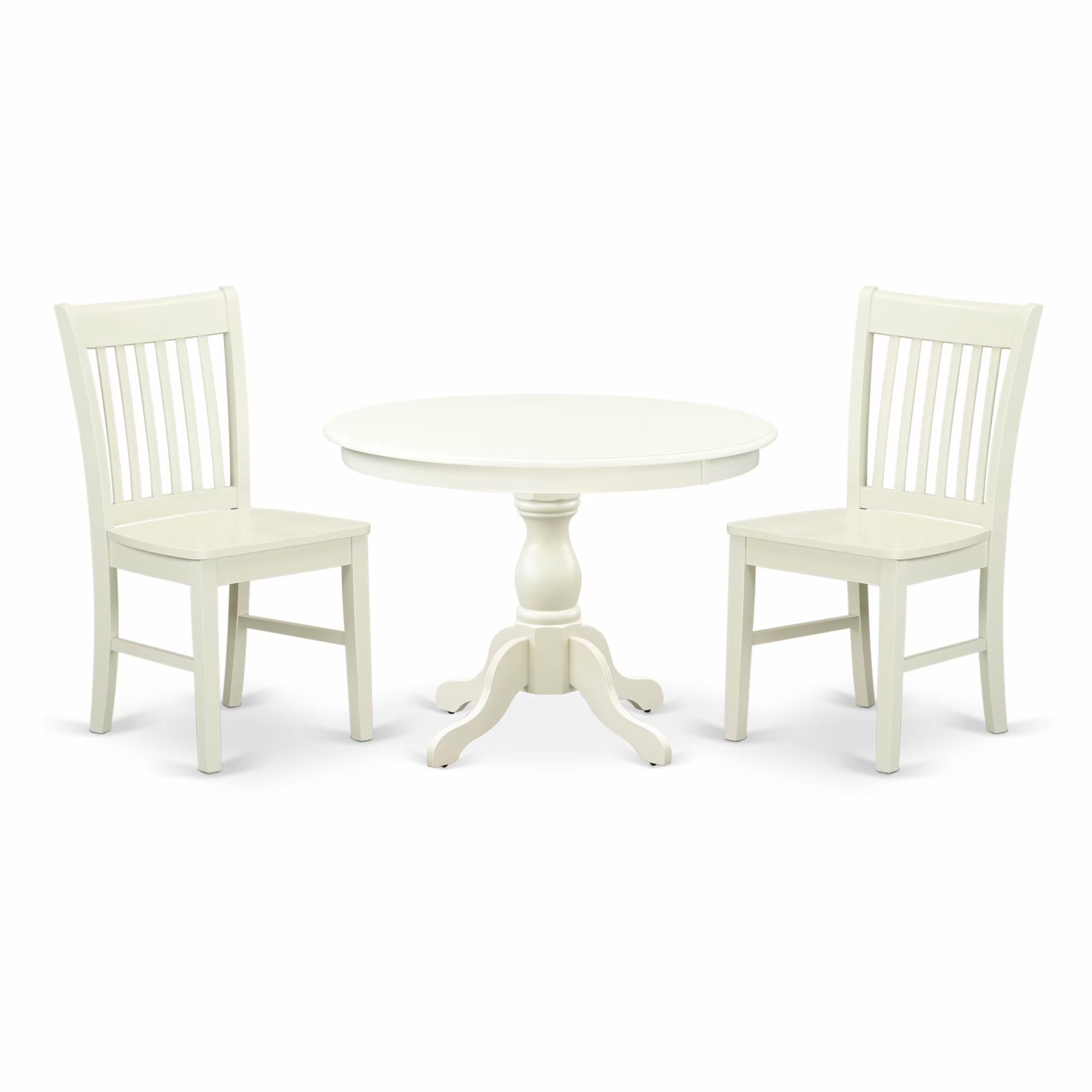 East West Furniture HBNF3-LWH-W 3 Piece White Linen Dining Set with 42