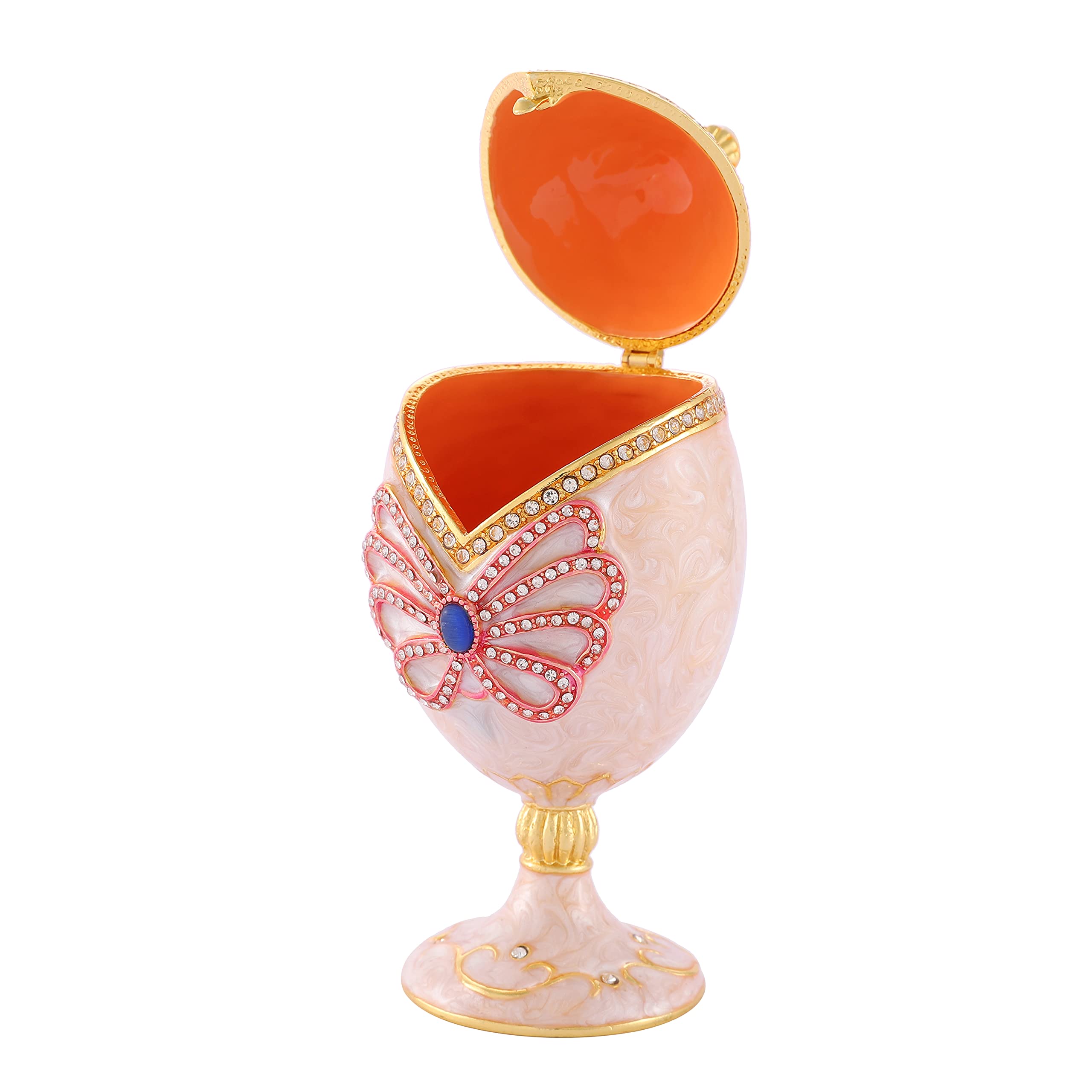 QIFU Easter Egg Style White Enamel Trinket Box with Hinged Lid - Unique Gift for Family, Friends & Collectors | Perfect for Jewelry Storage, Easter Decorations & Home Organization