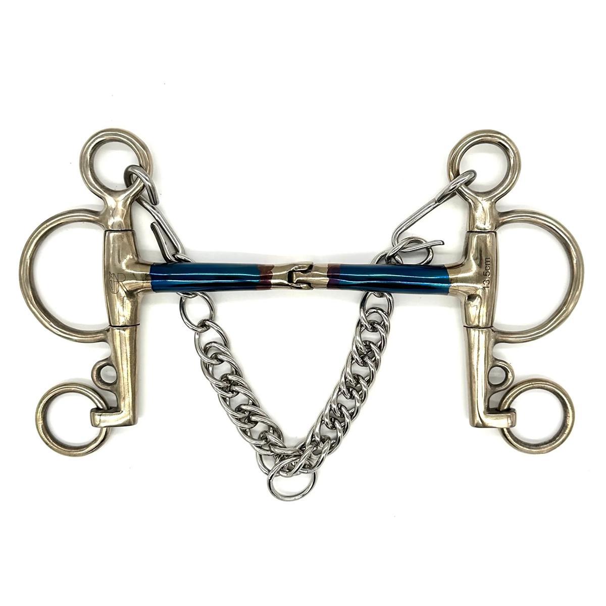 AJR BLU Hinge Pelham Bit - Stainless Steel Horse Bit for English Riding, Dressage & Show Jumping - Perfect for Training & Competition