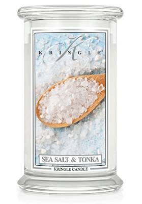 Kringle & Co. SEA Salt Tonka Large 2-Wick 22 oz Scented Candle - 100 Hour Burn Time, Aromatherapy for Home Relaxation & Spa Ambience