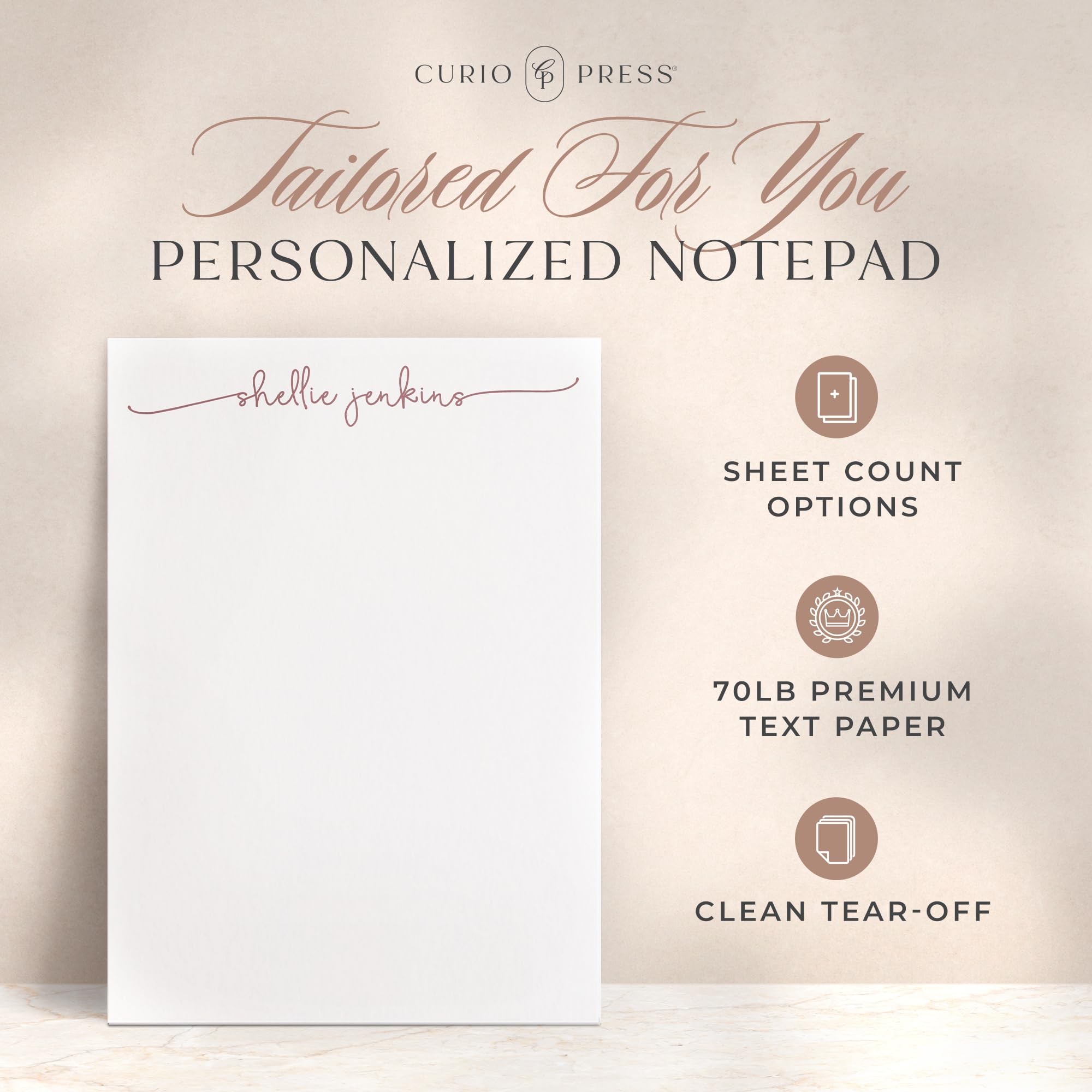 Custom Personalized Notepads for Women & Girls - Lined/Unlined Note Pads with Name in Lowercase - Cute Memo Pads, Swash Script Design - Perfect for Journals, Office Notes & Gift Giving