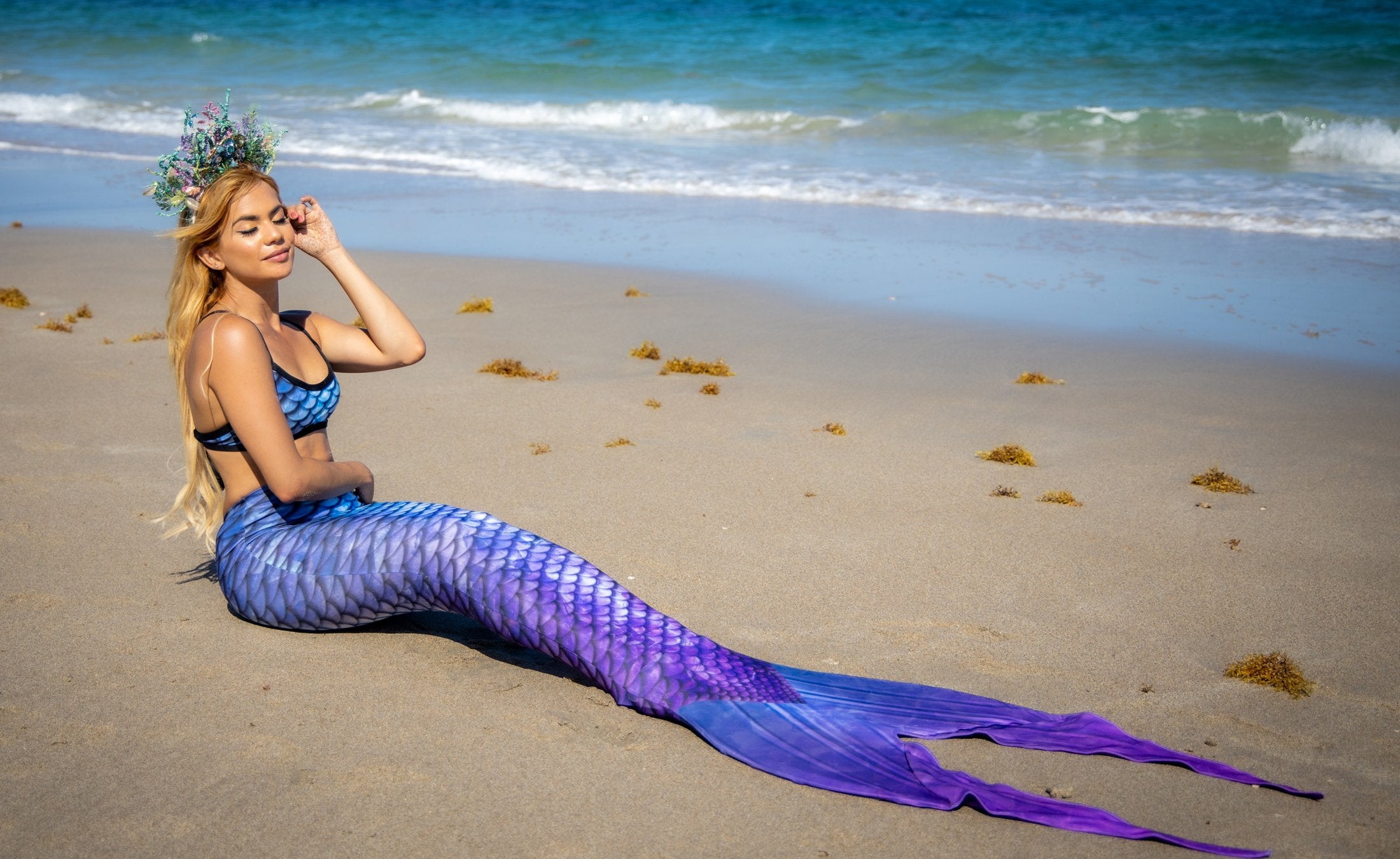 LunaTail Sapphire XS Mermaid Tail - Premium Swim Fin for Kids & Adults - Perfect for Pool, Beach & Underwater Photography