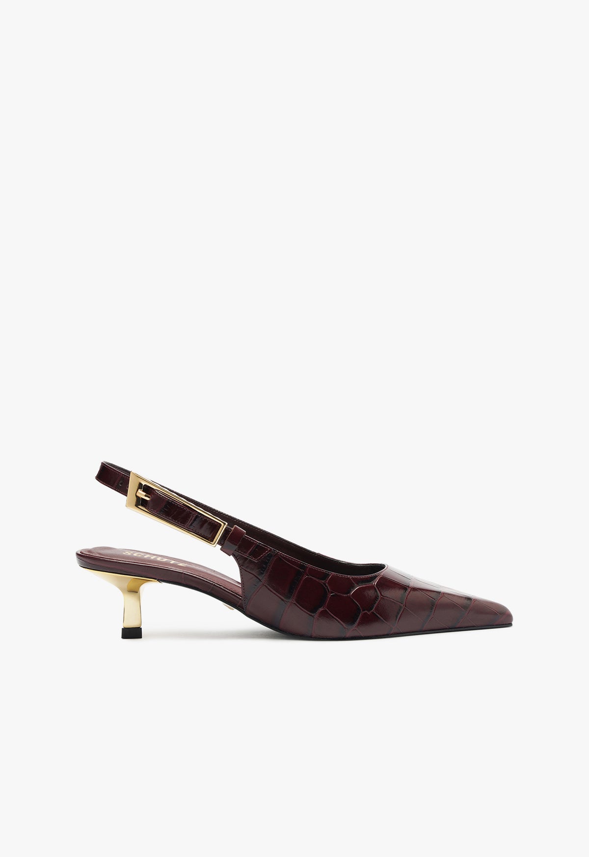 Ciara Crocodile Embossed Leather Pumps - Mid Heel (2.4