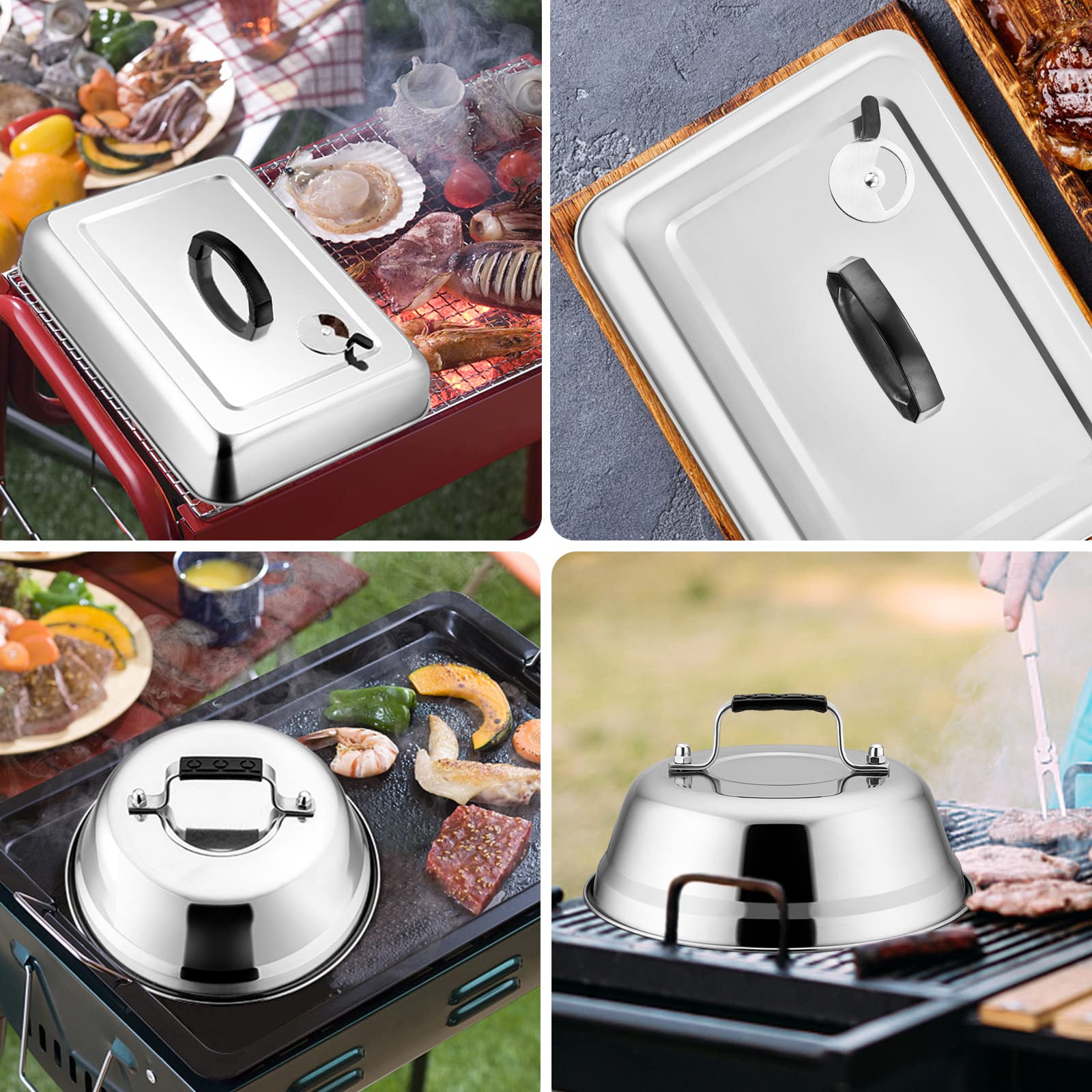 Leonyo 3-Piece Stainless Steel Griddle Cover Set - 9