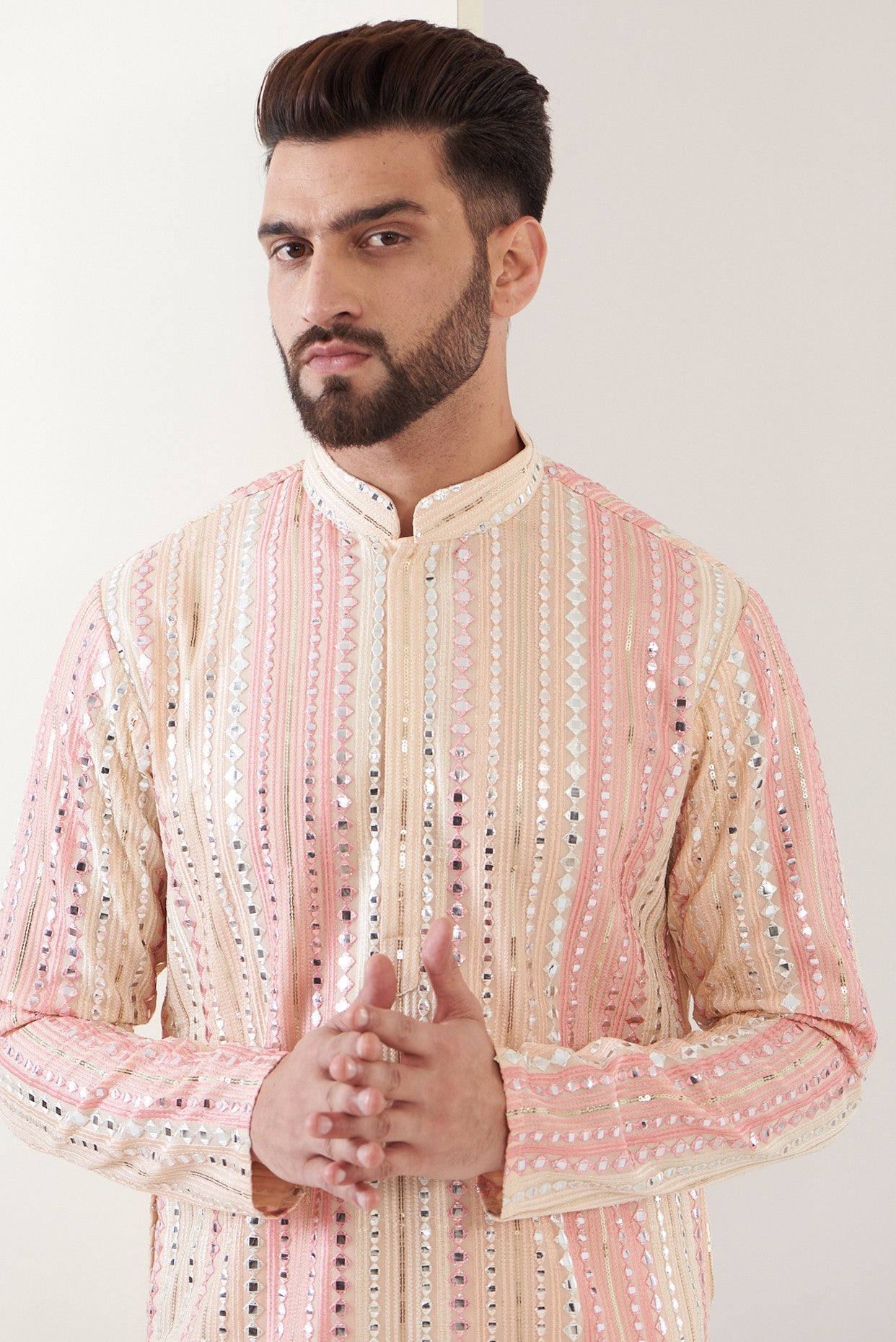 Elegant Pink Mirror Work Kurta for Women - Traditional Indian Embroidered Tunic Top - Perfect for Festivals, Weddings & Ethnic Parties