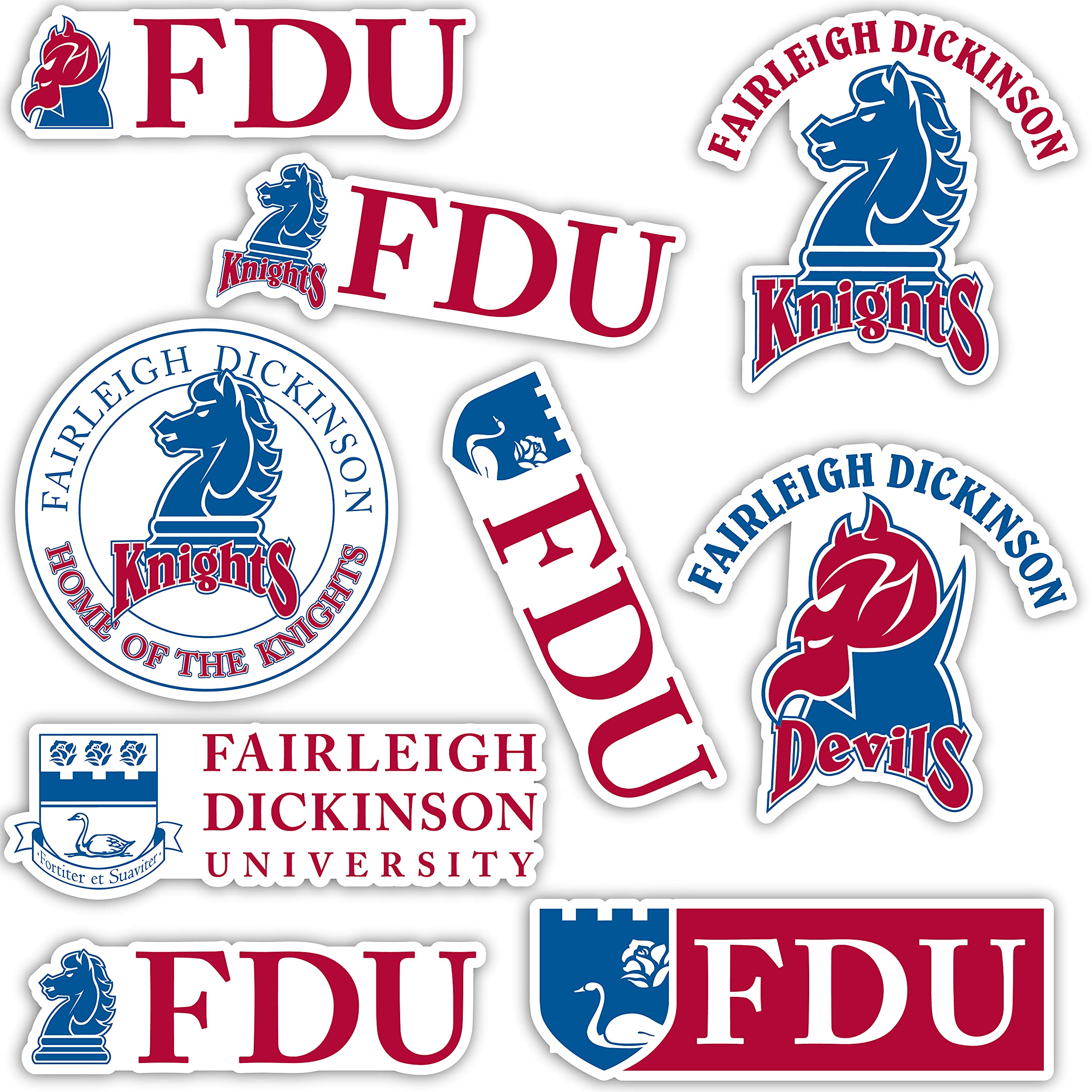 Desert Cactus FDU Knights Devils Vinyl Decal Sticker Set - 13.43x10.98 Inch Waterproof Laptop, Water Bottle, Car, Scrapbook Decor - Perfect for College Students, Alumni & Fans