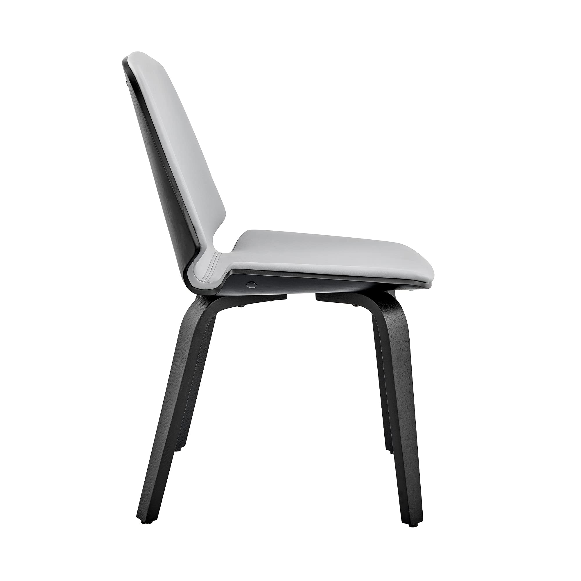 Armen Living Brinley Mid Century Modern Dining Chair - Gray Faux Leather & Black Wood Accent Side Chair for Kitchen, Table, Desk, Vanity | Perfect for Dining Rooms, Home Offices & Bedroom Makeup Areas
