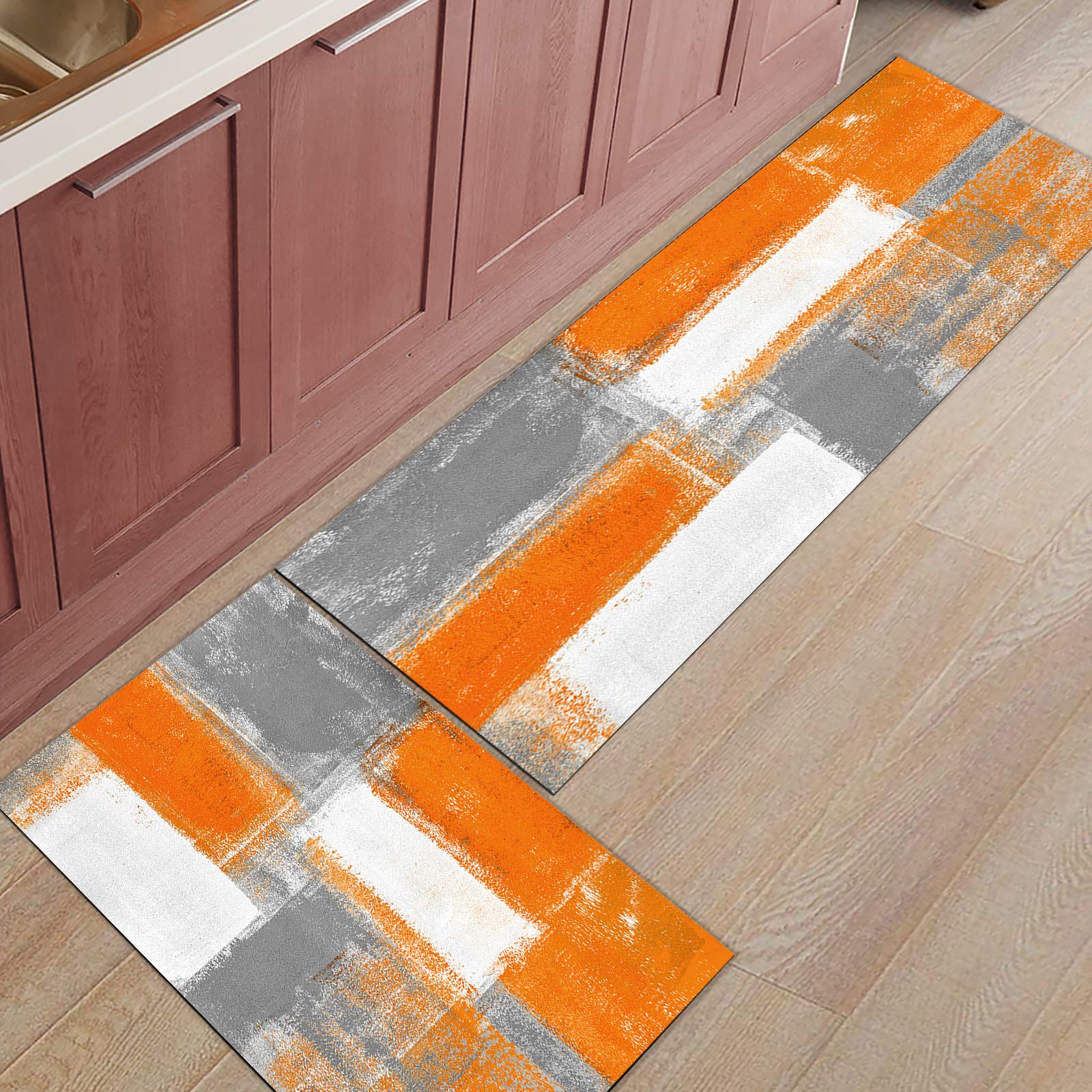 2-Pack Non-Slip Anti-Fatigue Kitchen Mats - Waterproof & Oil-Resistant Turquoise Standing Comfort Mats for Hardwood Floors - Perfect for Cooking, Baking & Dishwashing Areas