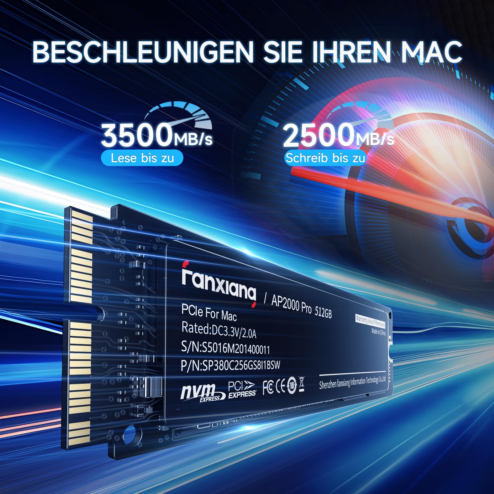Fanxiang NVMe SSD 2TB for Mac - Up to 3500MB/s Read Speed | Compatible with MacBook Air/Pro, iMac, Mac Pro | Perfect for Gaming, Video Editing & Storage Upgrade (AP2000Pro)
