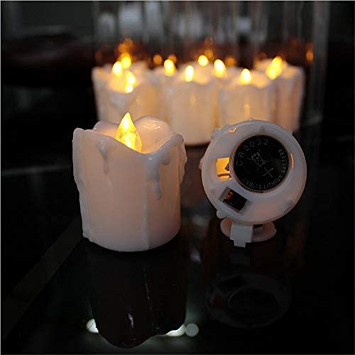 Flameless LED Tea Light Candles - 12-Piece Timer Set for Christmas Decor