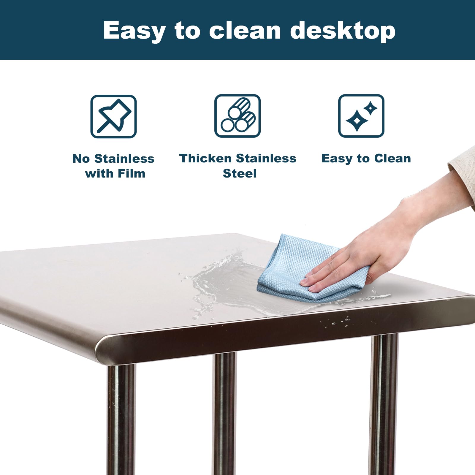 Heavy Duty Stainless Steel Work Table 24x36 Inches with 4 Locking Wheels & Adjustable Shelves - NSF Certified Commercial Kitchen Table for Restaurant, Home, Hotel - Perfect for Food Prep, Catering & Storage