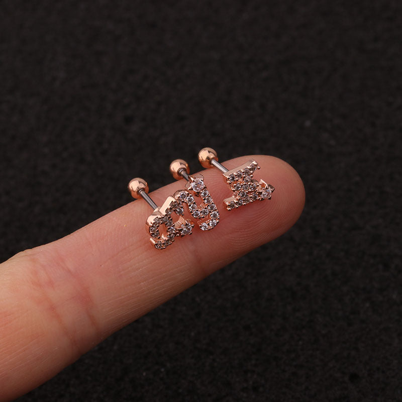 20G Letter Cartilage Stud Earrings - Initial Alphabet Earrings for Women | HSPJ207 | Perfect for Gifts, Birthdays & Everyday Fashion Accessories
