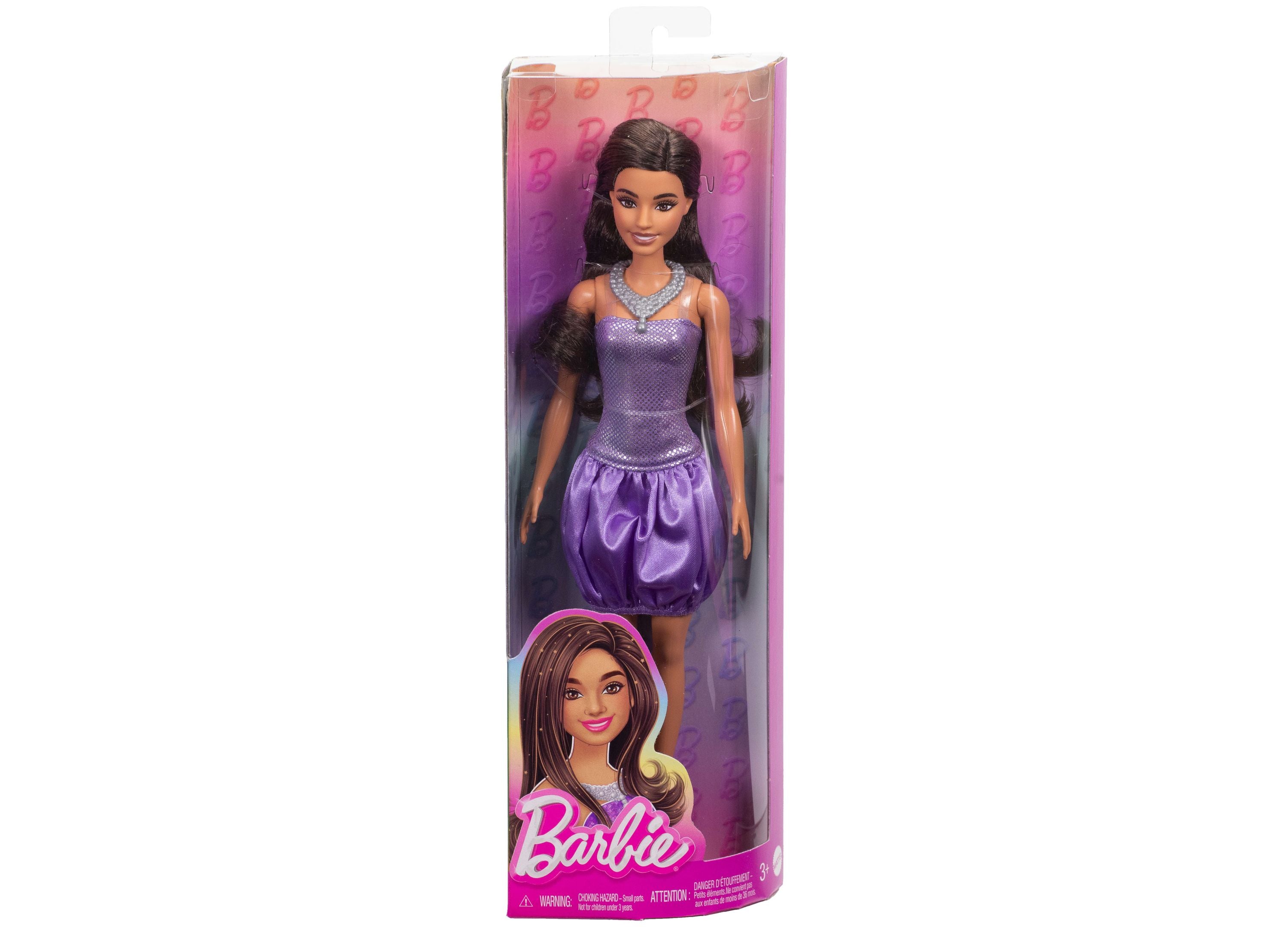 Barbie Fashionistas Doll 234 - Purple Sequined Dress with Silver Accessories | Collectible Doll for Kids & Adults | Perfect for Playtime, Birthday Gifts & Display