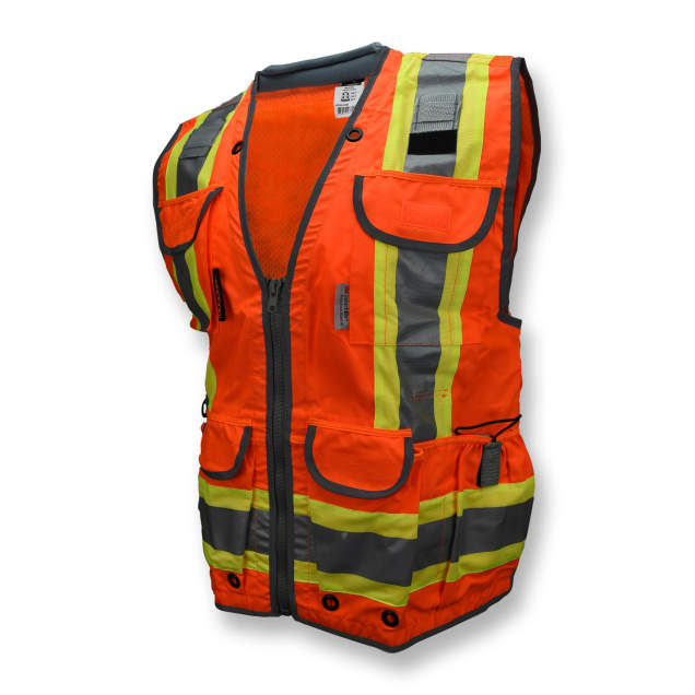 Radians SV55 Class 2 Heavy Woven Two-Tone Engineer Safety Vest - High Visibility Workwear for Construction & Roadside Workers