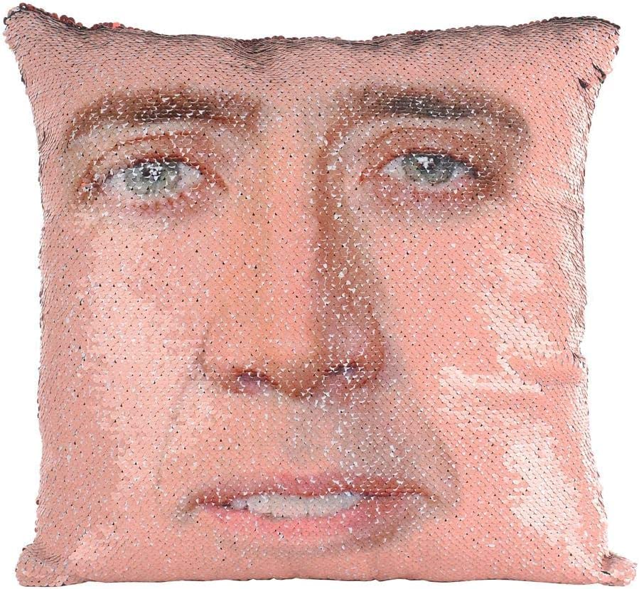 Reversible Sequin Pillow Cover 16x16 Inches - Nicolas Cage Funny Gag Gift, White Elephant Gift, Decorative Throw Cushion Case for Home Decor, Party Favors & Unique Gifts