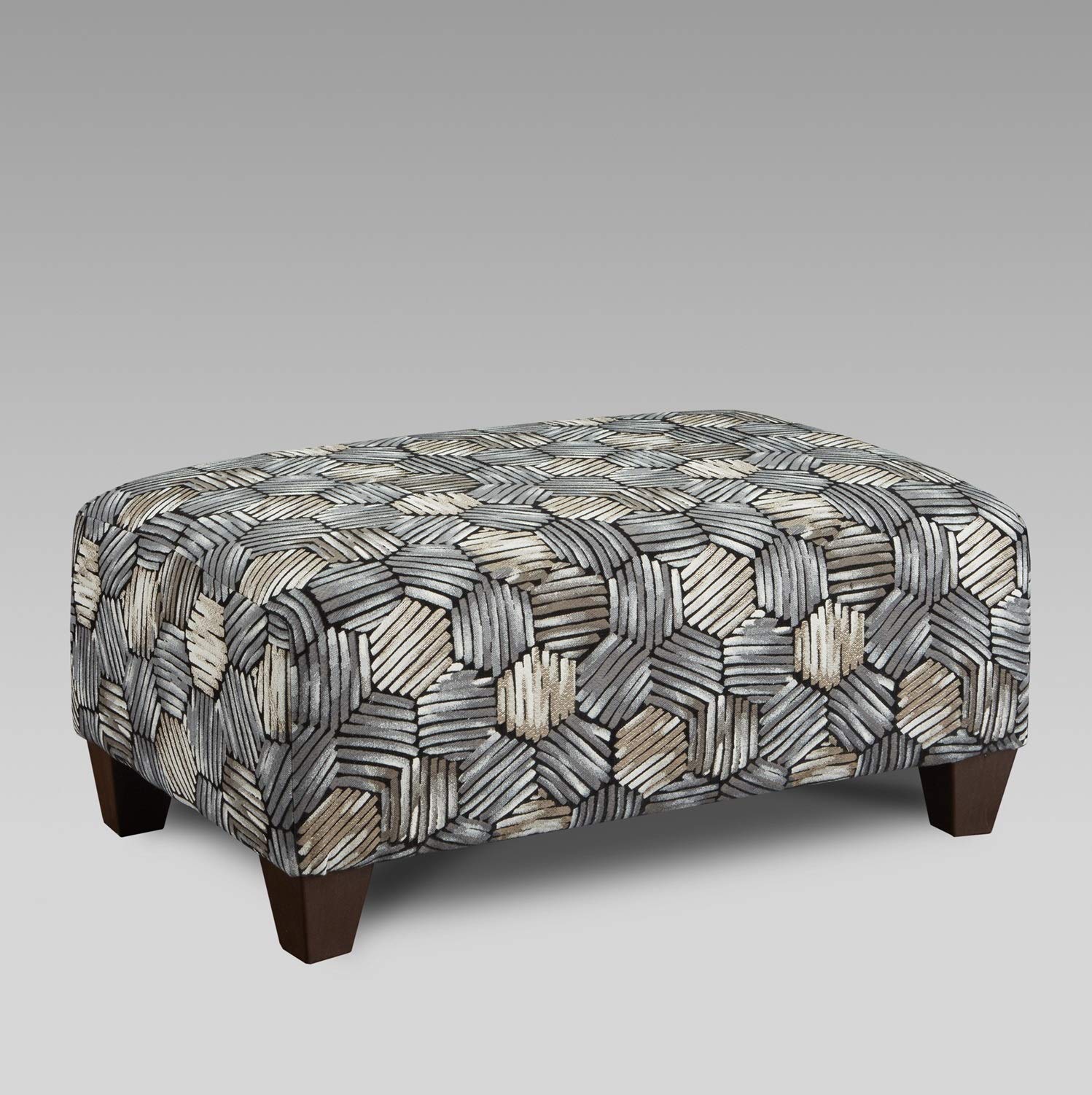 Roundhill Furniture Fier Contemporary Fabric Accent Cocktail Ottoman with Geometric Print - Perfect for Living Room, Bedroom & Home Decor