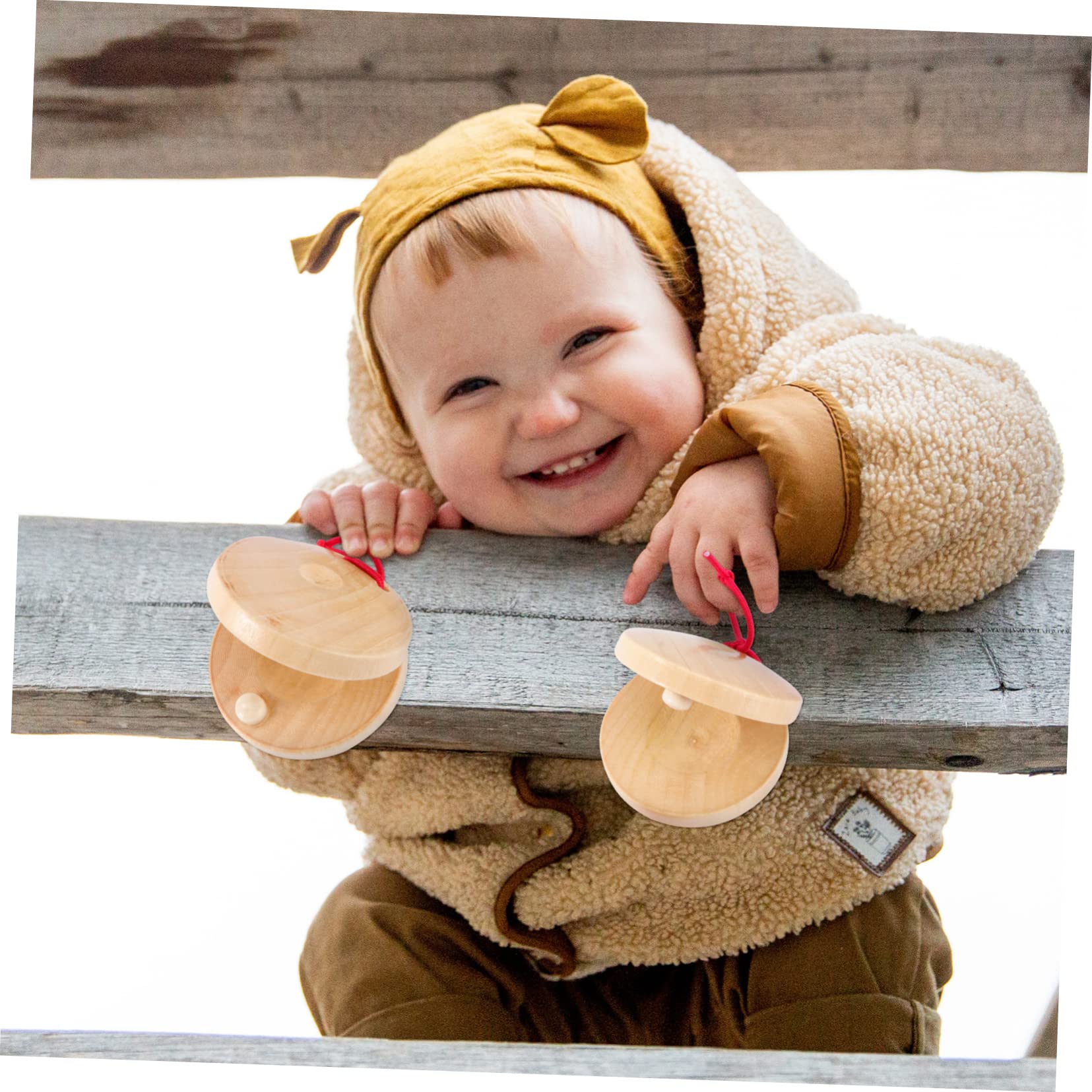 12-Piece Wooden Castanets Finger Snap Toys for Toddlers & Preschoolers - Musical Instruments for Early Childhood Education & Kids Music Play (Ideal for Classroom, Home, and Party Use)