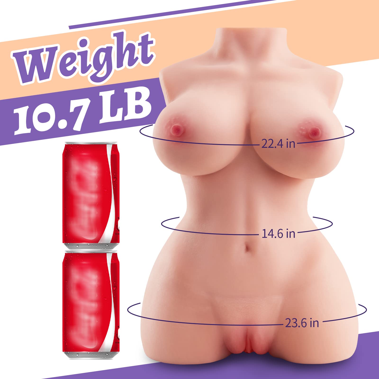 Realistic 11LB Male Masturbator Sex Doll with Torso & Large Breasts - Lifelike Vagina Anal & Breast Stimulation Toy for Men | Perfect for Solo Play, Couples Exploration & Discreet Pleasure at Home