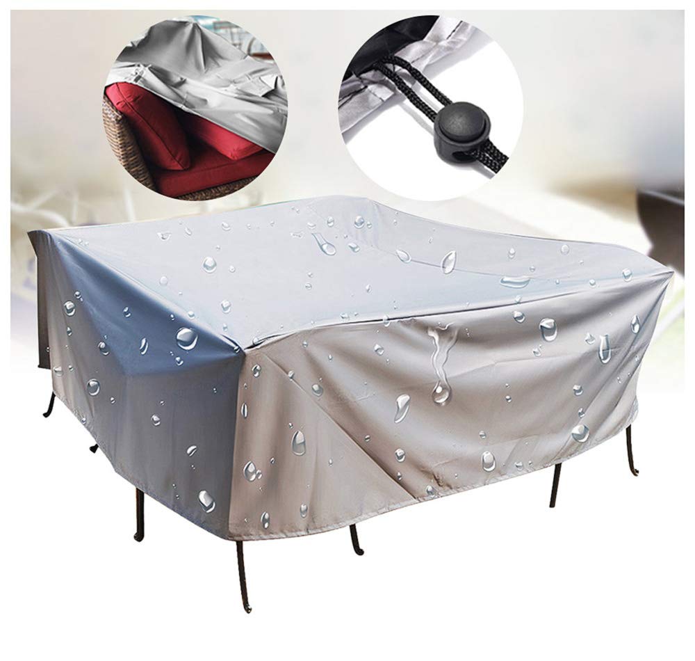 Premium Waterproof Outdoor Table Cover - Heavy-Duty Polyester Fabric, Windproof Protection for Patio, Garden & Rattan Furniture (Square/Rectangular, Silver, 152x104x71cm) - Perfect for Dining Sets, BBQs & All-Weather Use