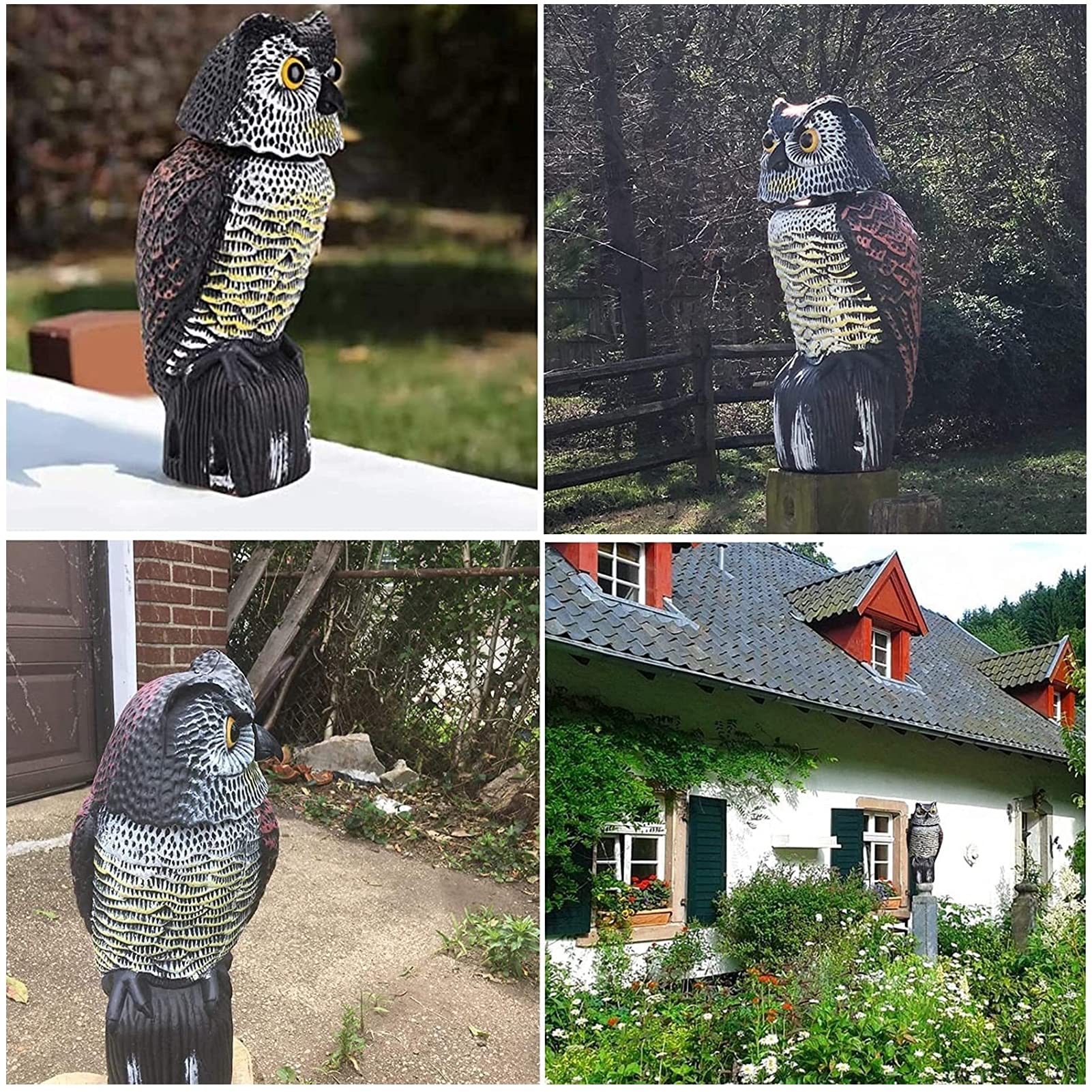 Electric Owl Statue with Rotating Head & Sound - Solar Powered Bird Deterrent for Garden, Yard & Outdoor Decoration - Perfect for Patio, Lawn & Backyard Pest Control