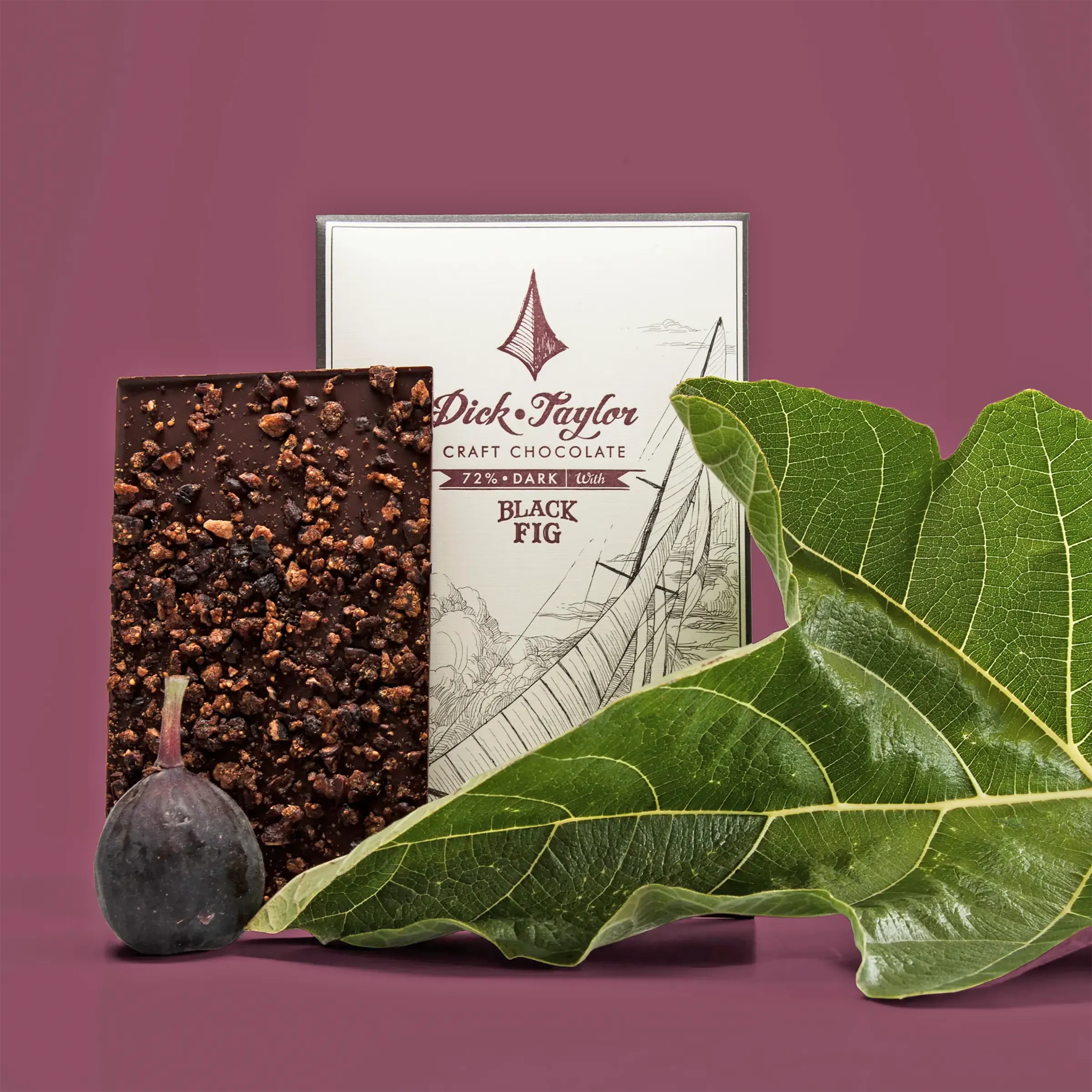 Premium Dick Taylor Black Fig Chocolate Bar 72% Dark - Rich Flavor, Handcrafted Artisan Chocolate - Perfect for Gifts, Desserts & Gourmet Treats