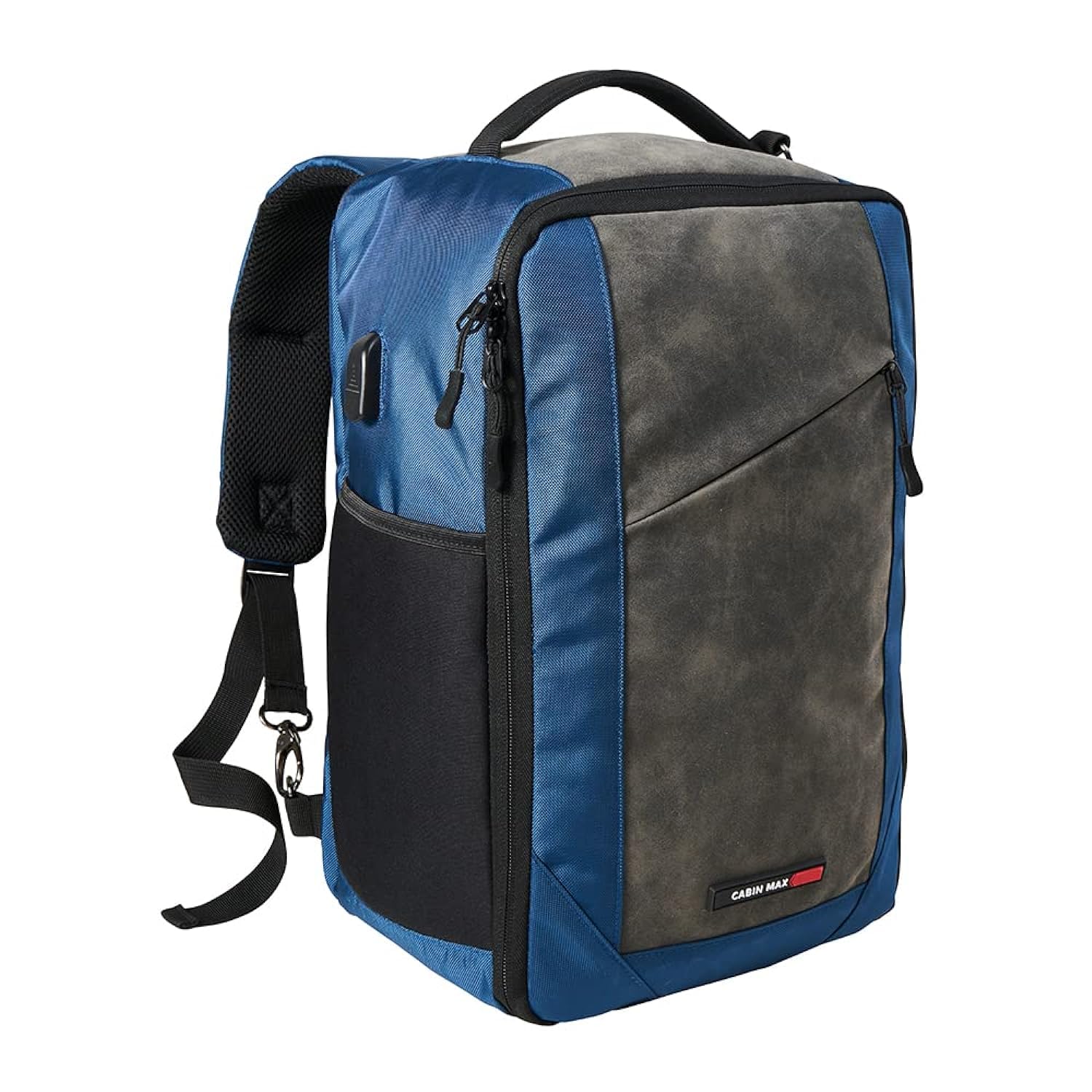 Manhattan XL 16x10x8 Inch Travel Backpack - USB Charging Port, Underseat Carry-On Luggage & Laptop Backpack for Men & Women (Blue) - Perfect for Air Travel, Business Trips & Daily Commute