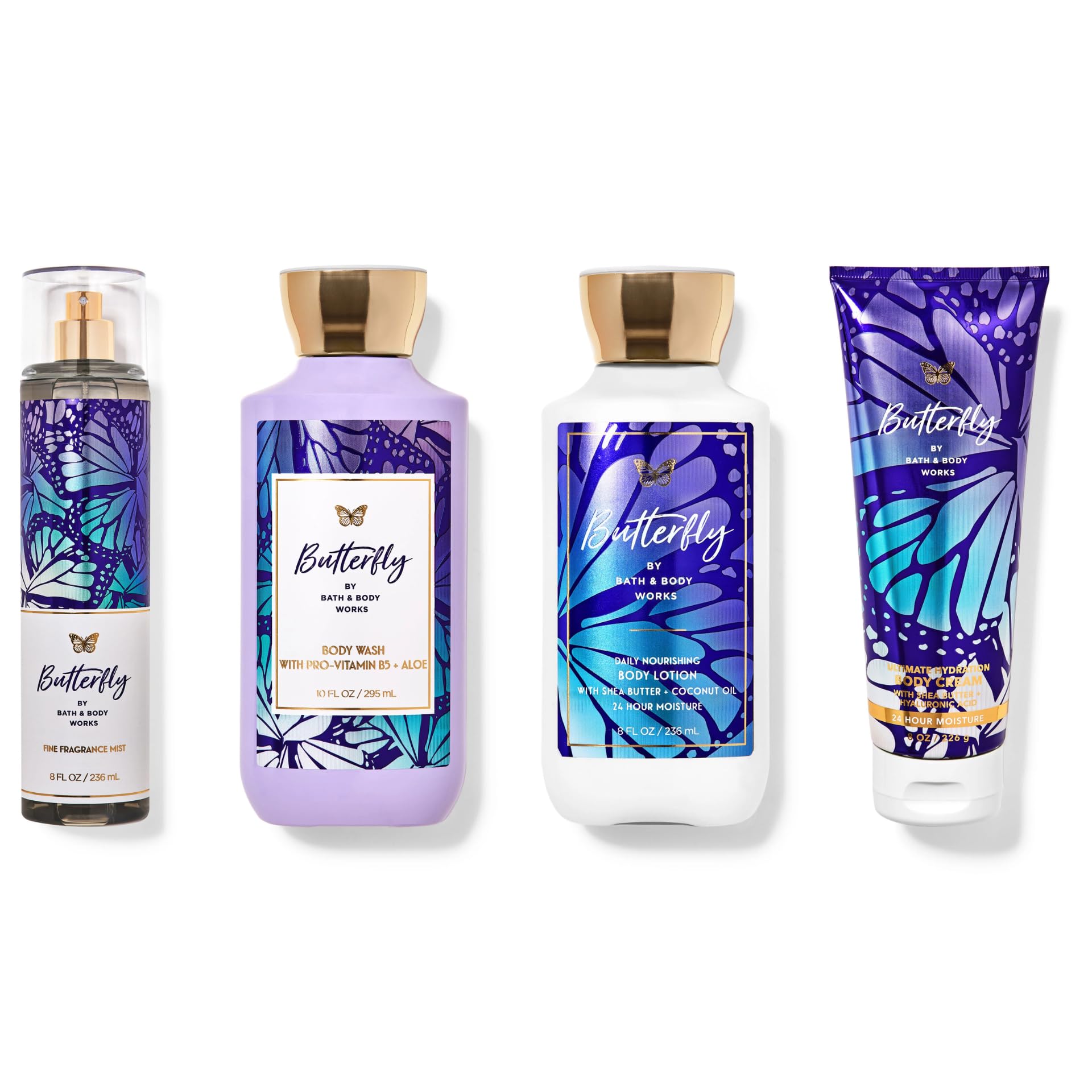 Bath & Body Works Butterfly Gift Set - Full Size Fragrance Mist, Body Wash, Body Cream & Lotion | Perfect for Birthdays, Anniversaries & Self-Care Gifts