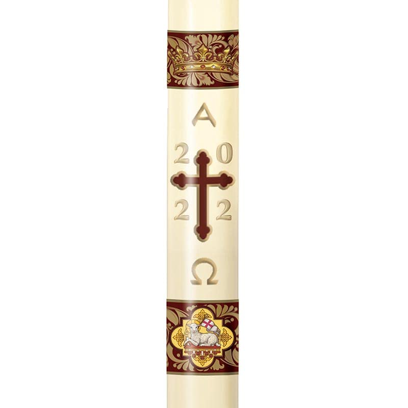 Handcrafted Divine Light Agnus Dei Paschal Candle with Pure Beeswax Core - 3x48 Inch Religious Candle for Easter, Church Altar & Home Worship Ceremonies