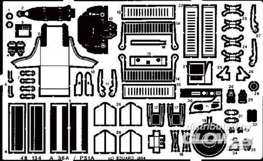 Eduard Model 48134 Accessories Set for Accurate Miniatures A/P 51 - Perfect for Model Building, Aircraft Kits & DIY Scale Projects
