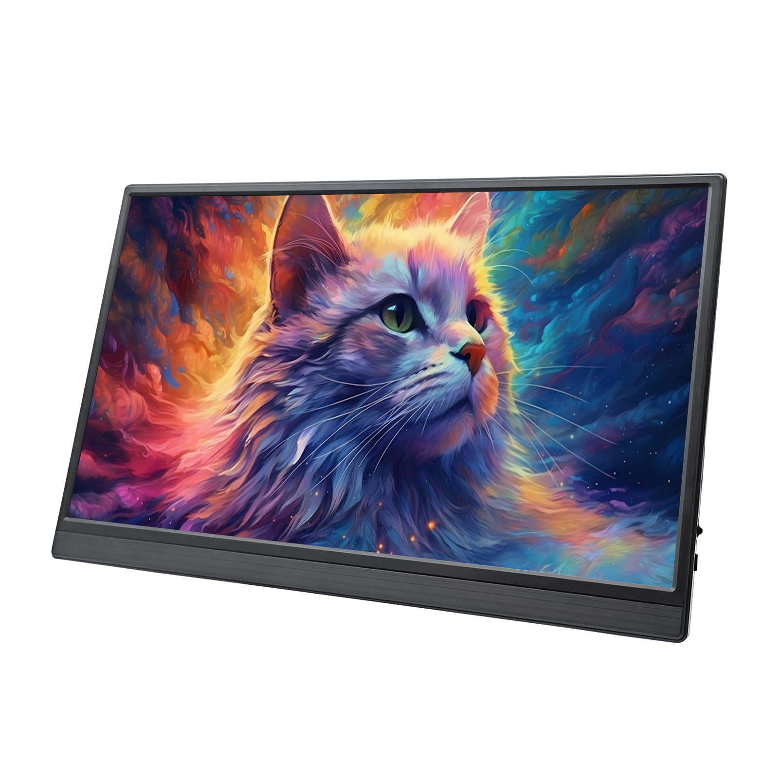 Andoer 15.6 Inch Full HD 1080P Portable Monitor for Laptop - USB-C HDMI External Screen with Built-in Kickstand & Dual Speakers - Travel, Gaming, Office Work & Entertainment Display for PC, Mac, Smartphone