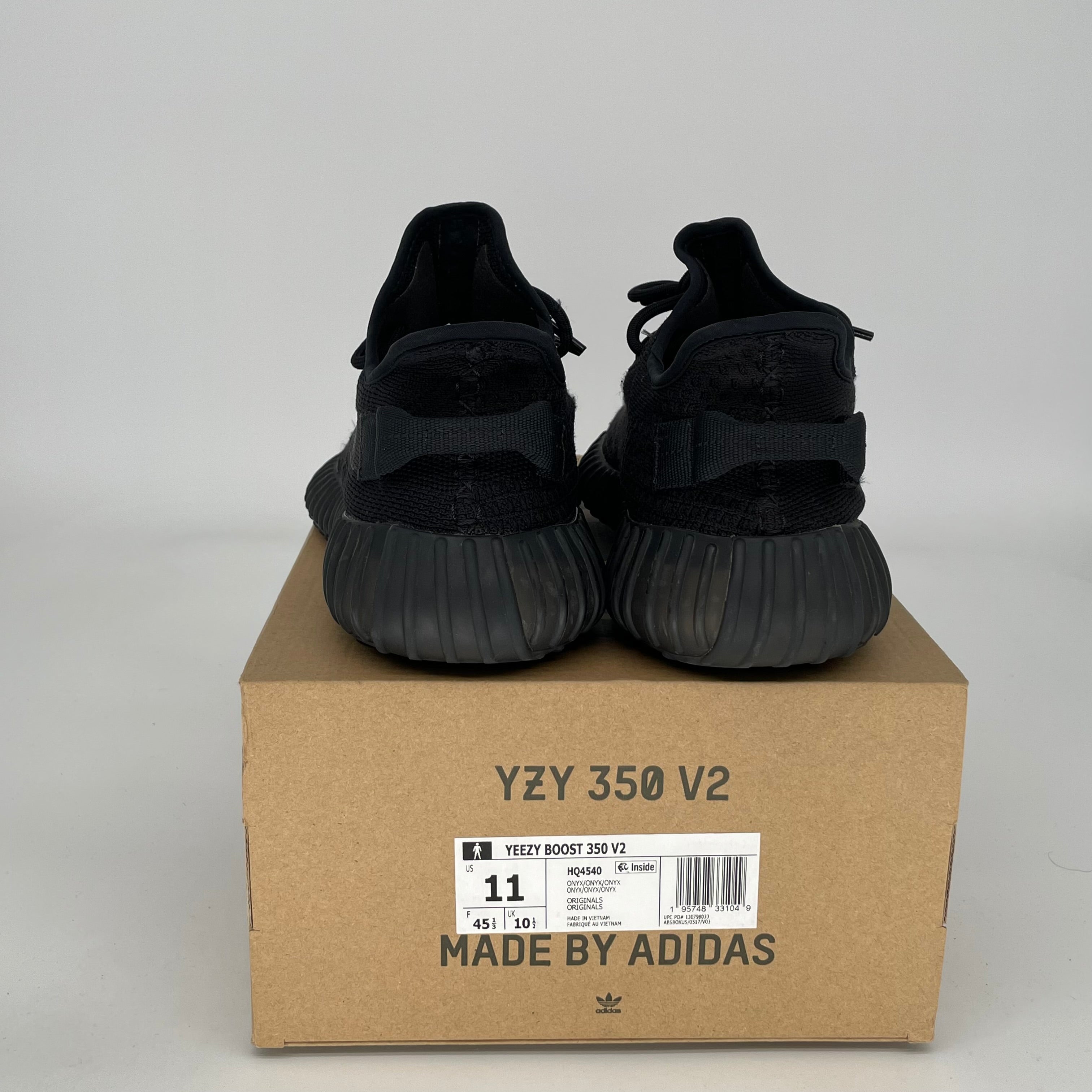 Adidas Yeezy Boost 350 V2 Onyx Black Men's Running Shoes Size 11 - HQ4540 | Comfortable Sneakers for Running, Gym Workouts & Casual Streetwear Fashion