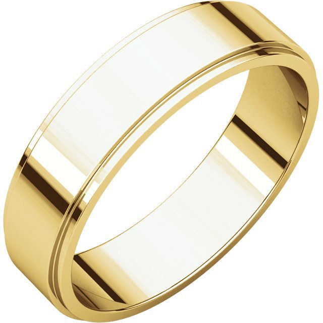 14K Gold 5mm Flat Edge Men's Wedding Band Ring - Classic & Durable for Engagement, Anniversary, and Everyday Wear