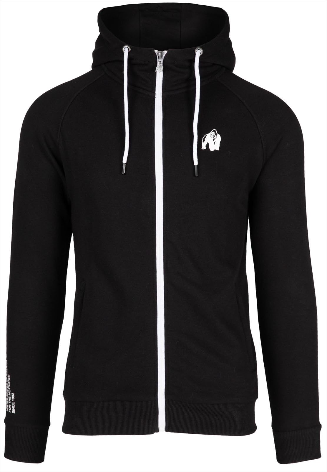 GORILLA WEAR Payette Zipped Hoodie for Men & Women - Black Fleece Jacket with Front Pockets | Casual Winter Outerwear for Hiking, Gym & Street Style