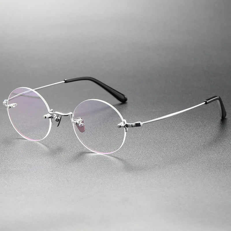 Aimee Men's Rimless Round Titanium Eyeglasses 14272 - Lightweight & Durable Titanium Frame for Reading, Computer Work & Everyday Use