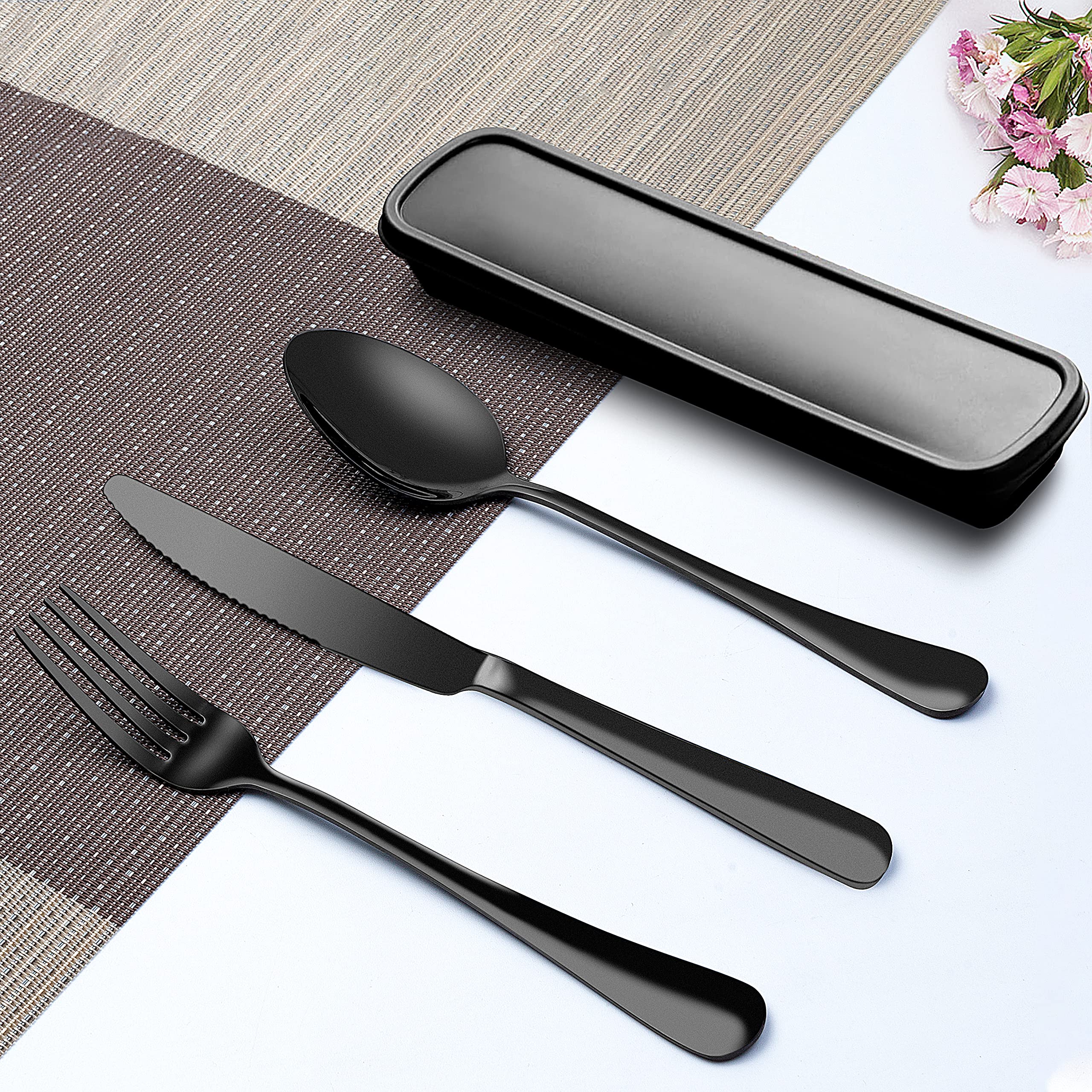 Premium 18/8 Stainless Steel Travel Utensil Set - 3-Piece Knife, Fork & Spoon Cutlery Kit with Carrying Case | Reusable Eco-Friendly Silverware for Camping, Office Lunch, School Meals & Outdoor Adventures