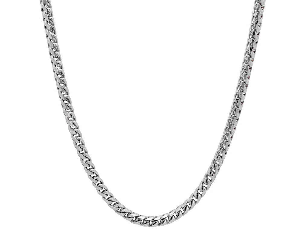 ARGENTO REALE Sterling Silver 2.5MM-5MM Solid Franco Chain Necklace for Men & Women - Round Box Link Chain, Rhodium Plated 18-30 Inch Necklace - Perfect for Everyday Wear, Gifts & Layering Jewelry