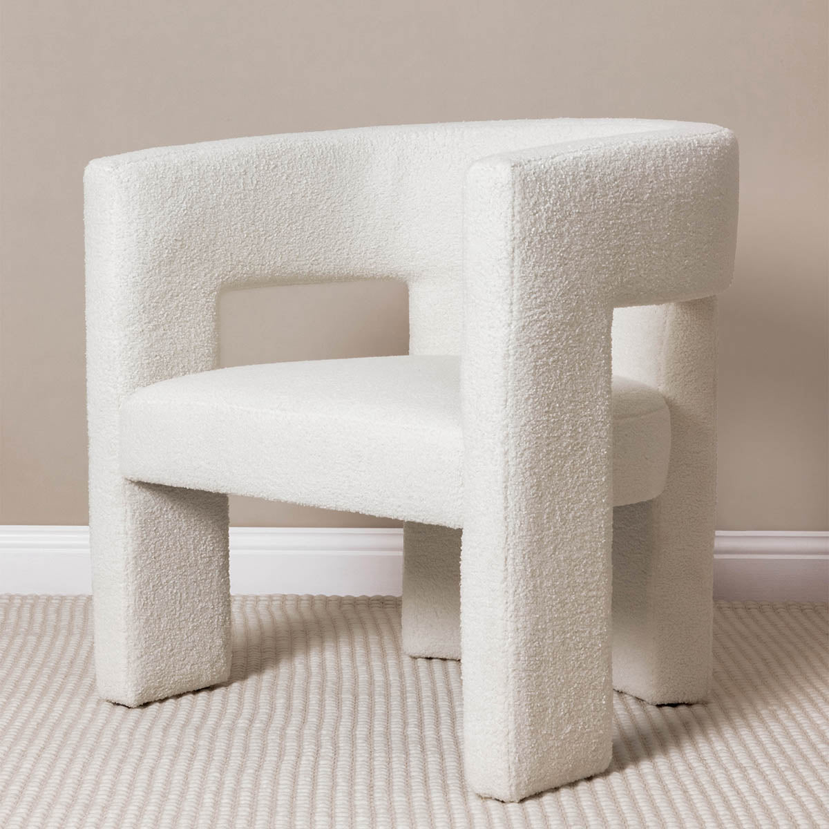 Bella Boucle Armchair - Modern Upholstered Accent Chair with Soft Boucle Fabric, Comfortable Lounge Chair for Living Room, Bedroom, or Office - Perfect for Reading, Relaxing, and Home Decor