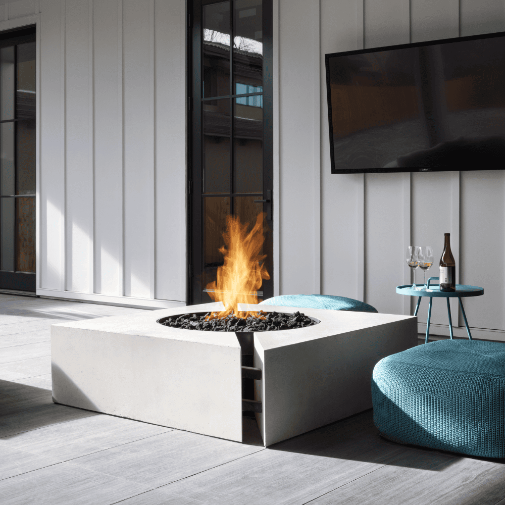 Outdoor Fire Pit Table with Lid - Stainless Steel & Glass Wind Guard for Patio, Garden, Backyard - Perfect for Camping, BBQ, and Relaxing Evenings