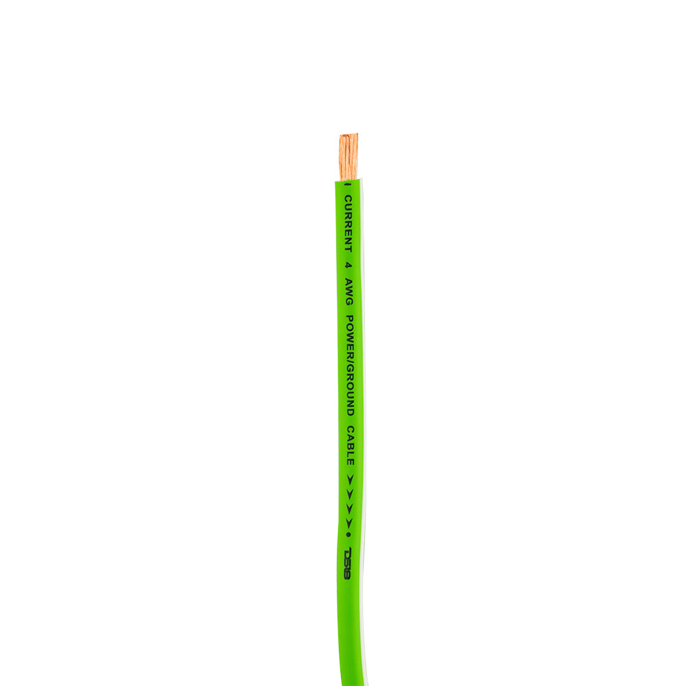 DS18 PW OFC4GA 50YGR 4 Gauge Ultra Flexible 100% Oxygen-Free Copper Ground & Power Cable - 50 Feet Green - Perfect for Car Audio, Marine, RV & Off-Road Vehicle Electrical Systems