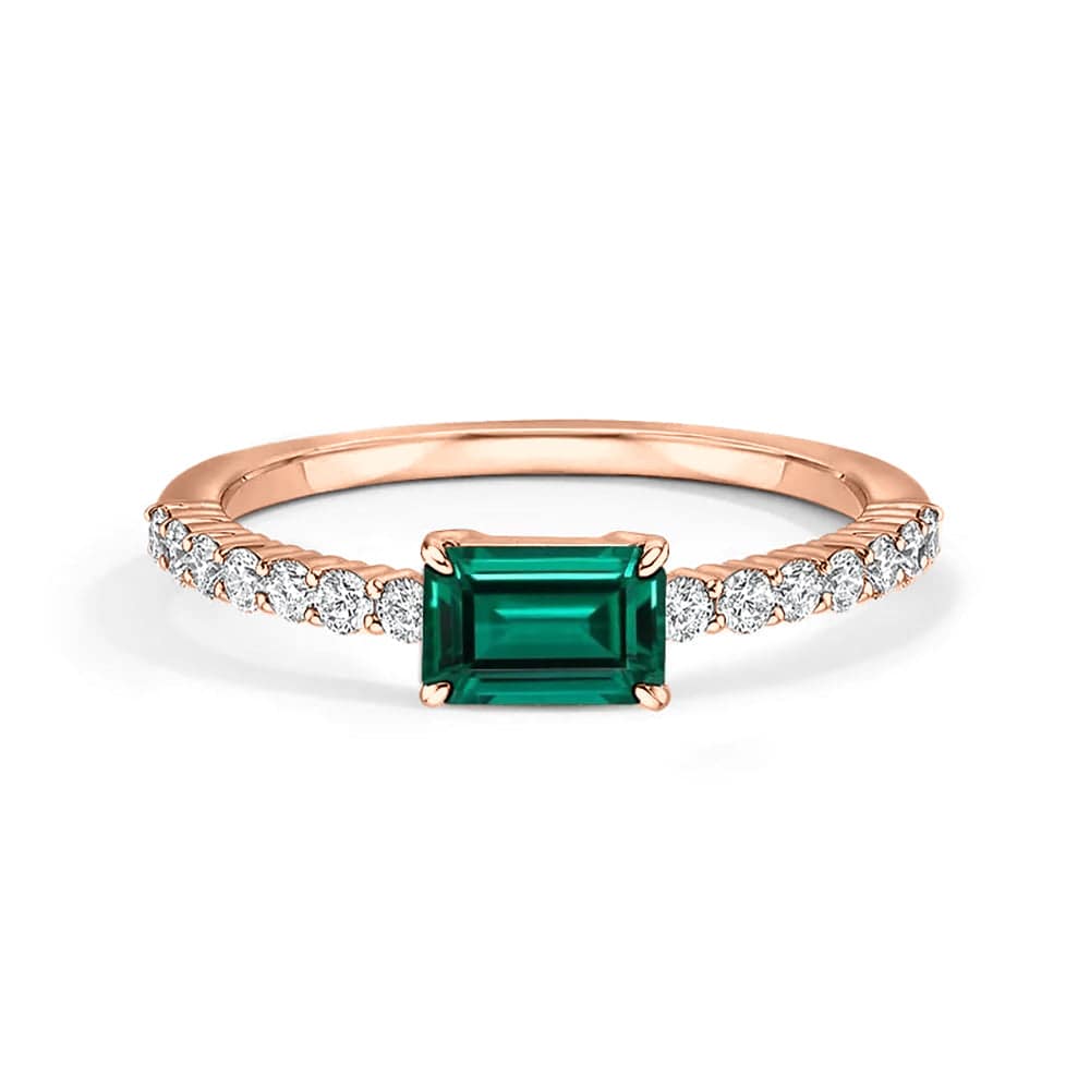 Lab Grown Emerald and Diamond Promise Ring for Women - Ethical & Affordable Engagement Jewelry - Perfect for Proposals, Anniversaries, and Special Occasions