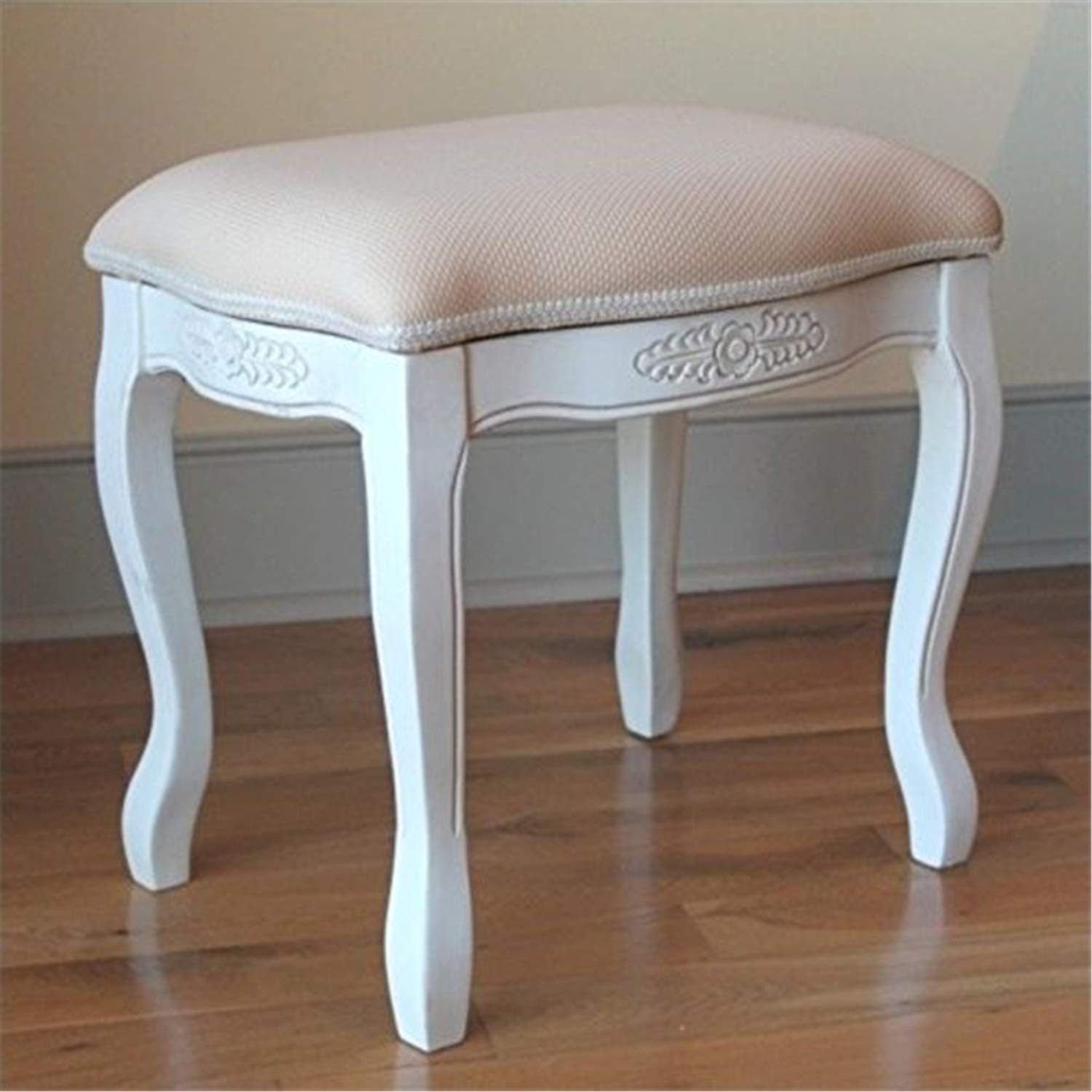 International Caravan Upholstered Vanity Stool with Cushion Top - Elegant Makeup Seat for Bedroom, Dressing Table & Boudoir Decor