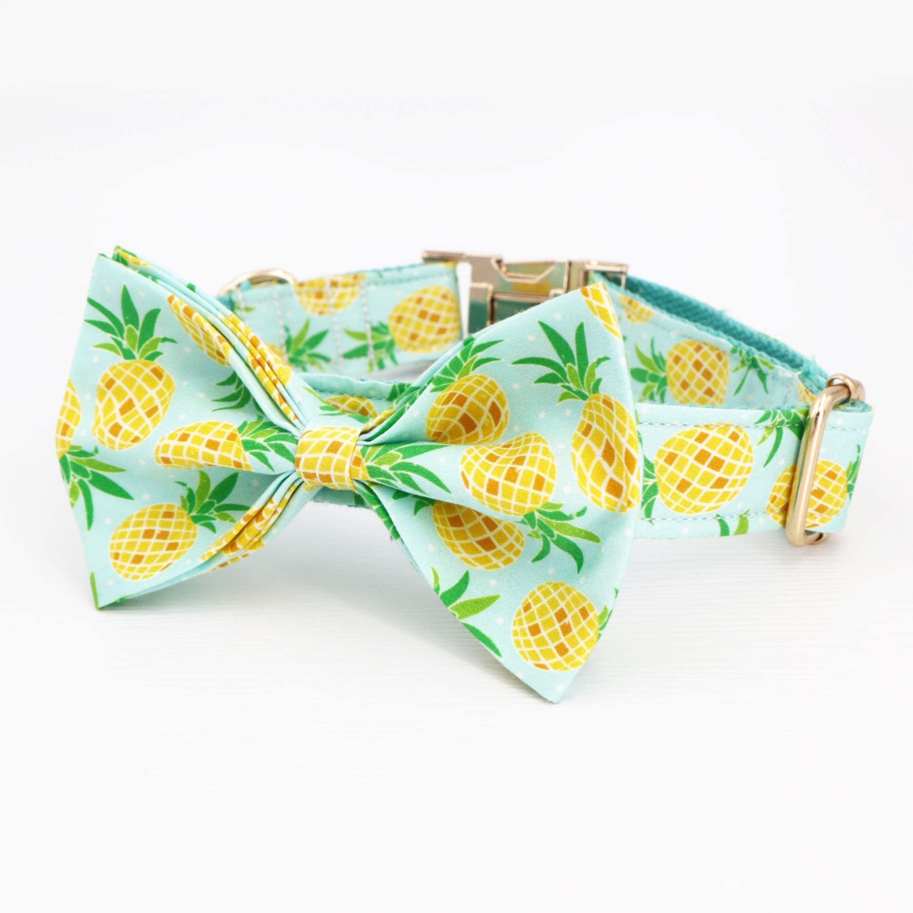Pineapple Dog Collar with Bow - Adjustable Pet Collar for Small & Medium Dogs - Perfect for Weddings, Parties & Special Occasions