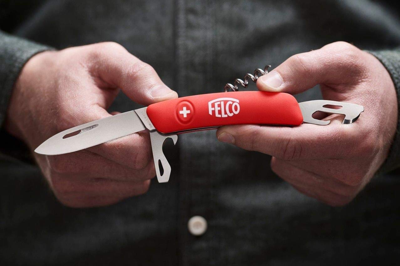 Felco F 500 Swiss Army Knife - Premium Stainless Steel Multi-Tool with Red Handle for Camping, Hiking & Outdoor Adventures