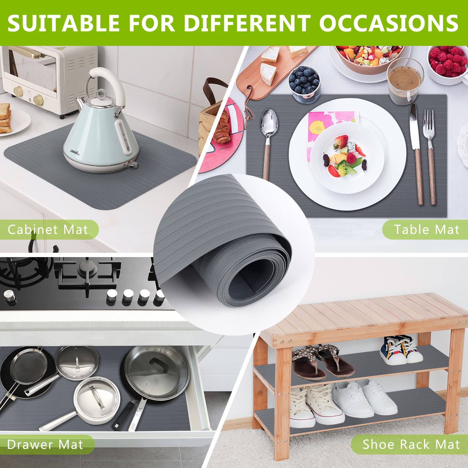 Non-Adhesive Shelf Liner - Washable Drawer & Refrigerator Mat (17.5x393.7